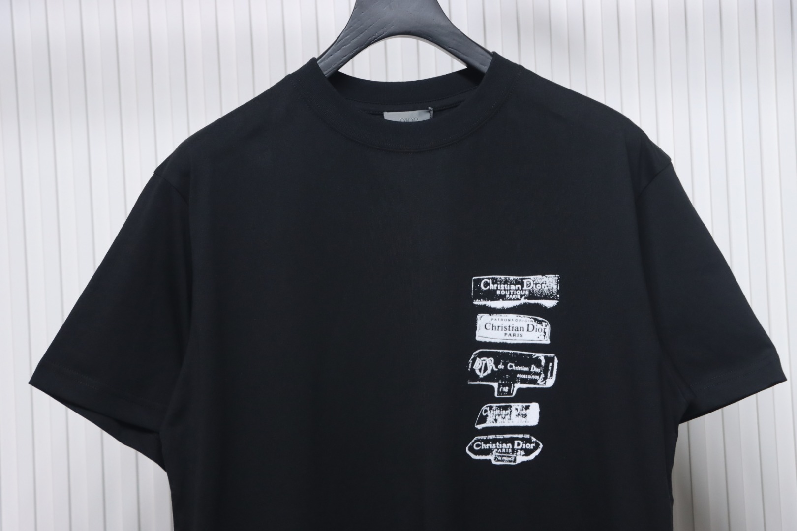 Dior 25ss flocked logo short sleeve black