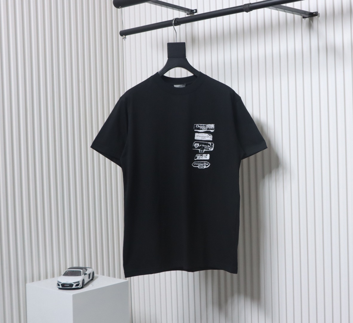 Dior 25ss flocked logo short sleeve black