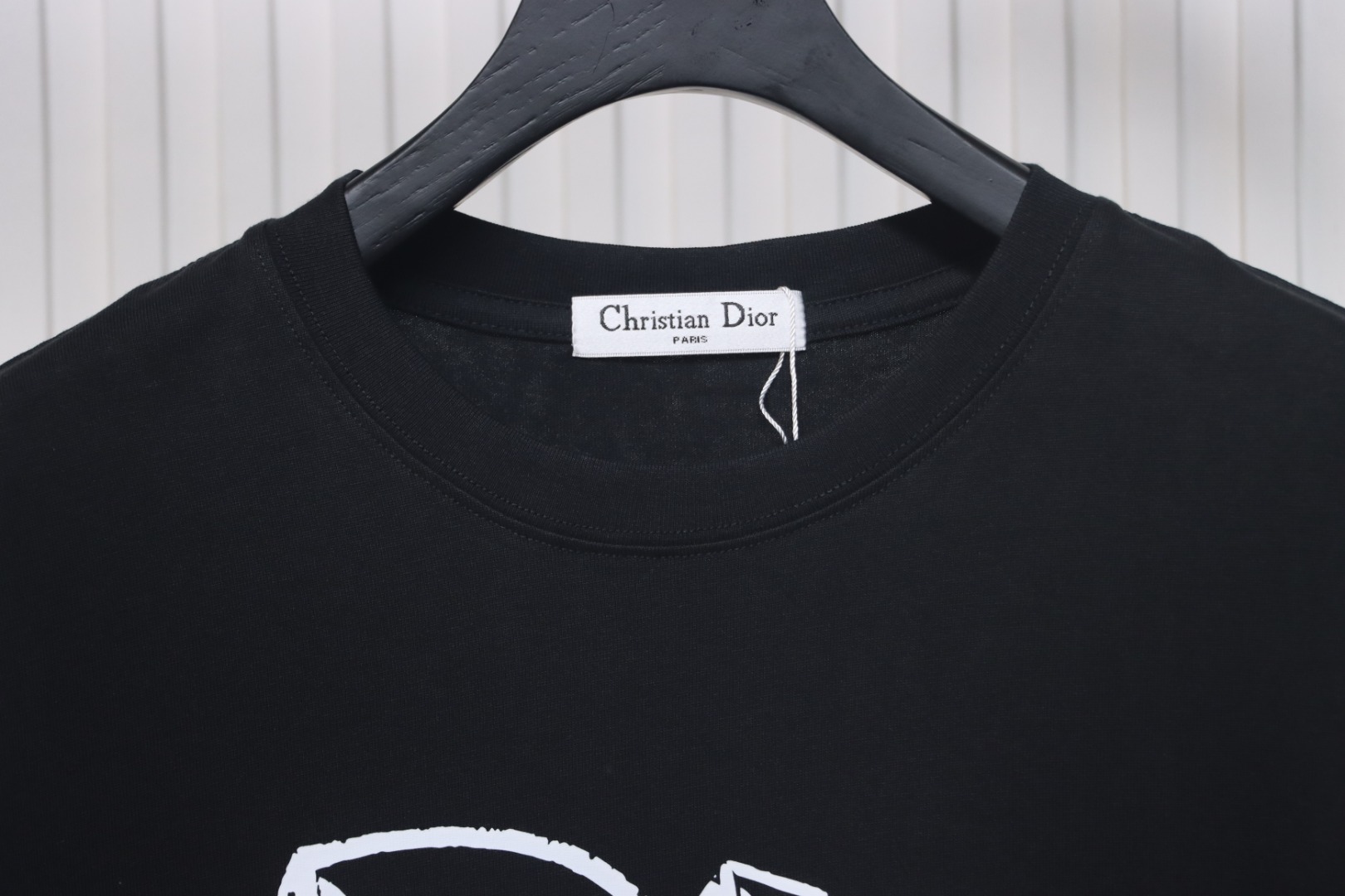 Dior 25ss hand-painted letter print short sleeve black