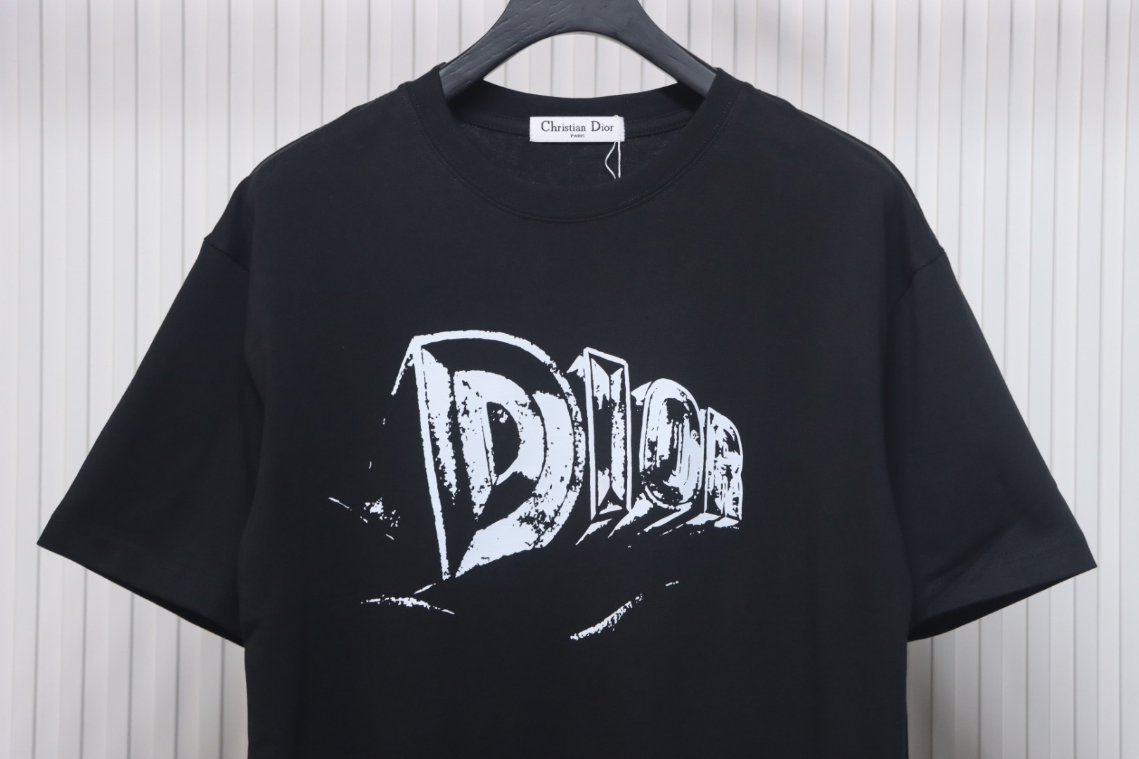 Dior 25ss hand-painted letter print short sleeve black