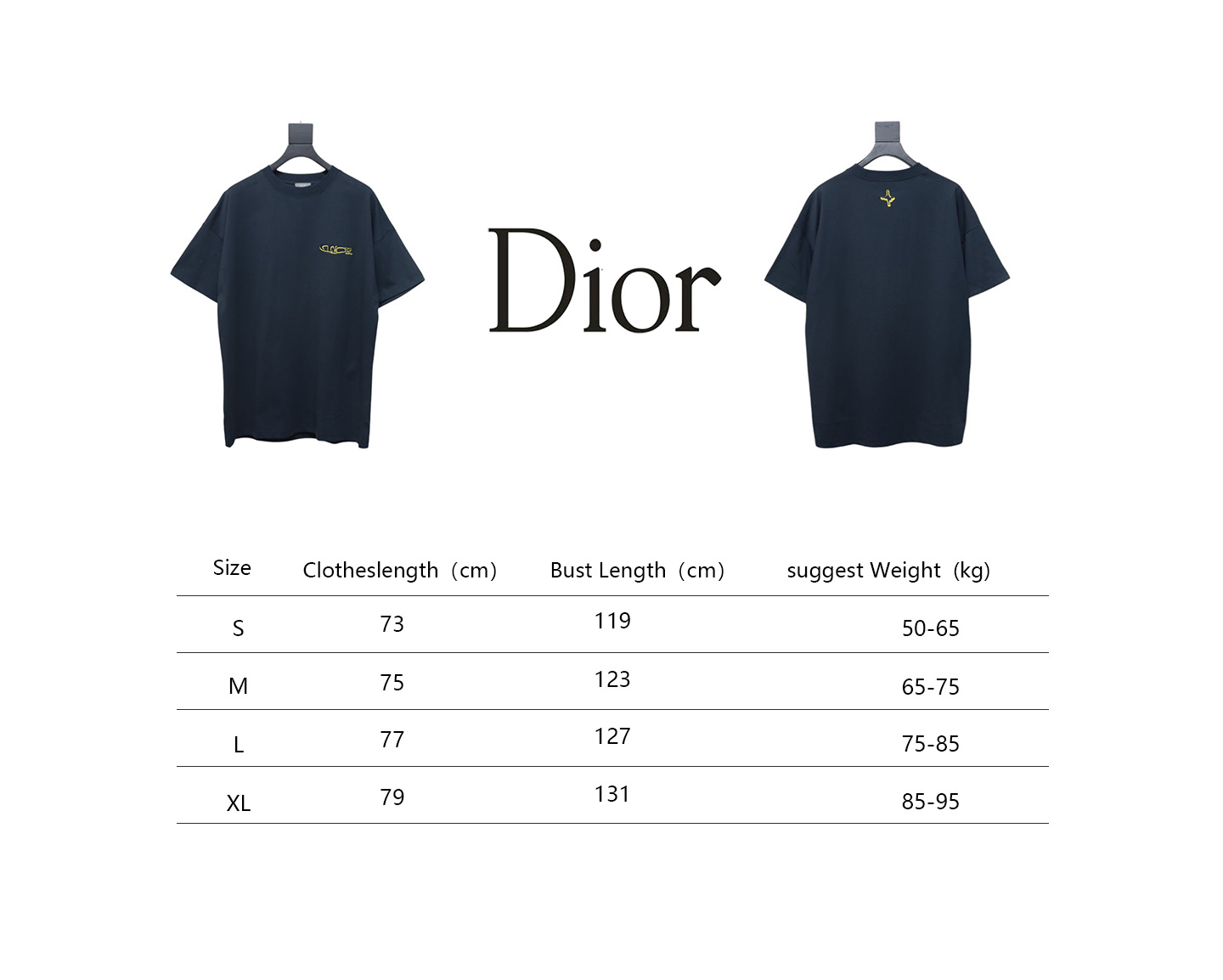 Dior 25ss ski series embroidered logo short sleeve navy blue
