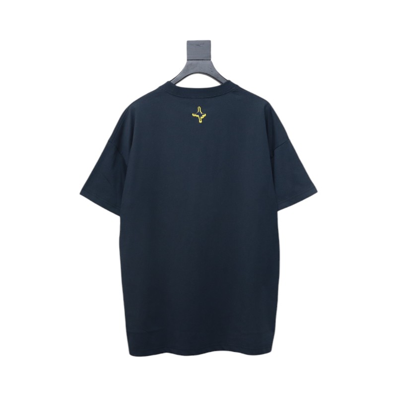 Dior 25ss ski series embroidered logo short sleeve navy blue