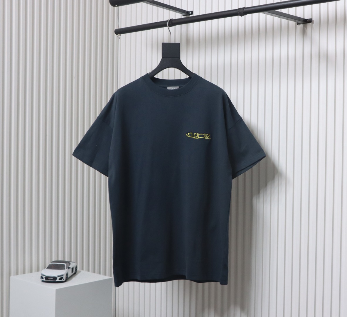 Dior 25ss ski series embroidered logo short sleeve navy blue