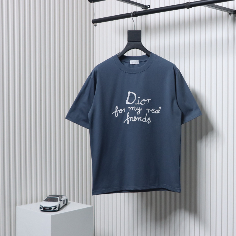 Dior And Hylton Nel joint slogan embroidered short-sleeved T-shirt Blue