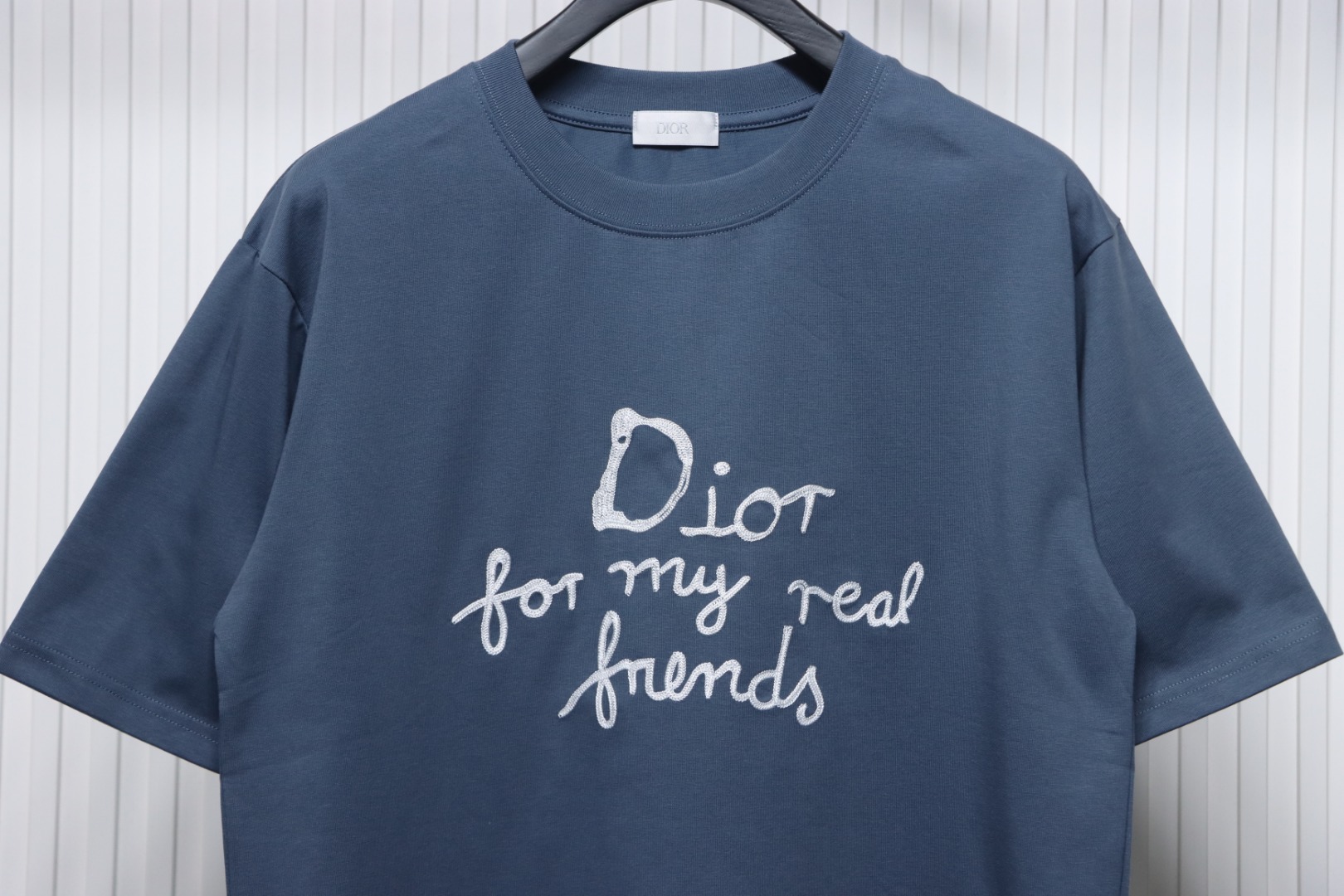 Dior And Hylton Nel joint slogan embroidered short-sleeved T-shirt Blue