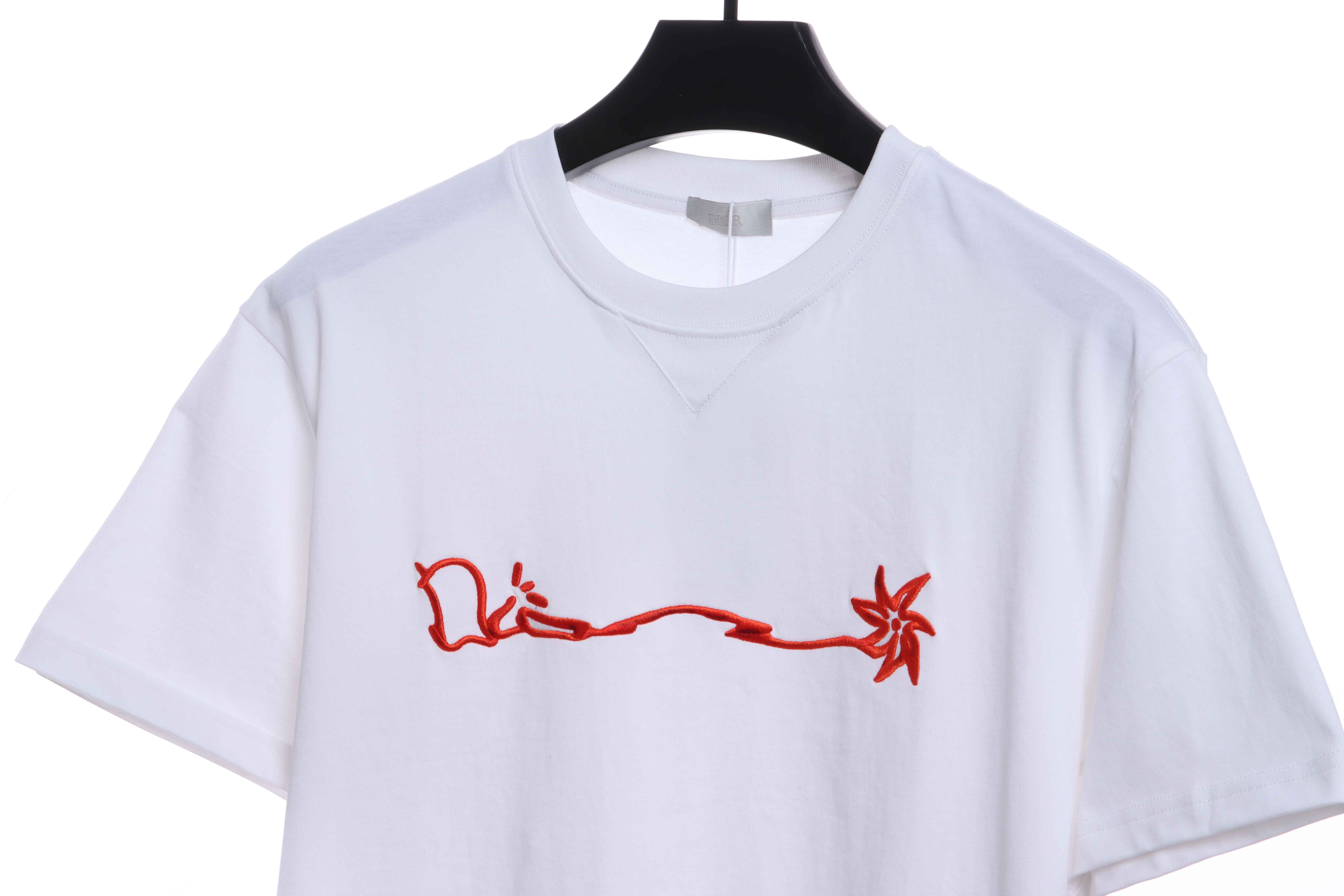 Dior Art Embroidered Letters Short Sleeve White