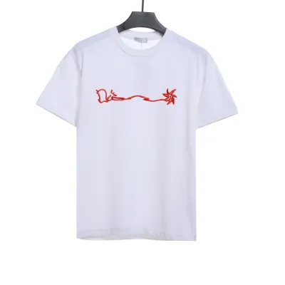 Dior Art Embroidered Letters Short Sleeve White 01