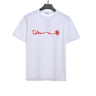 Dior Art Embroidered Letters Short Sleeve White 01