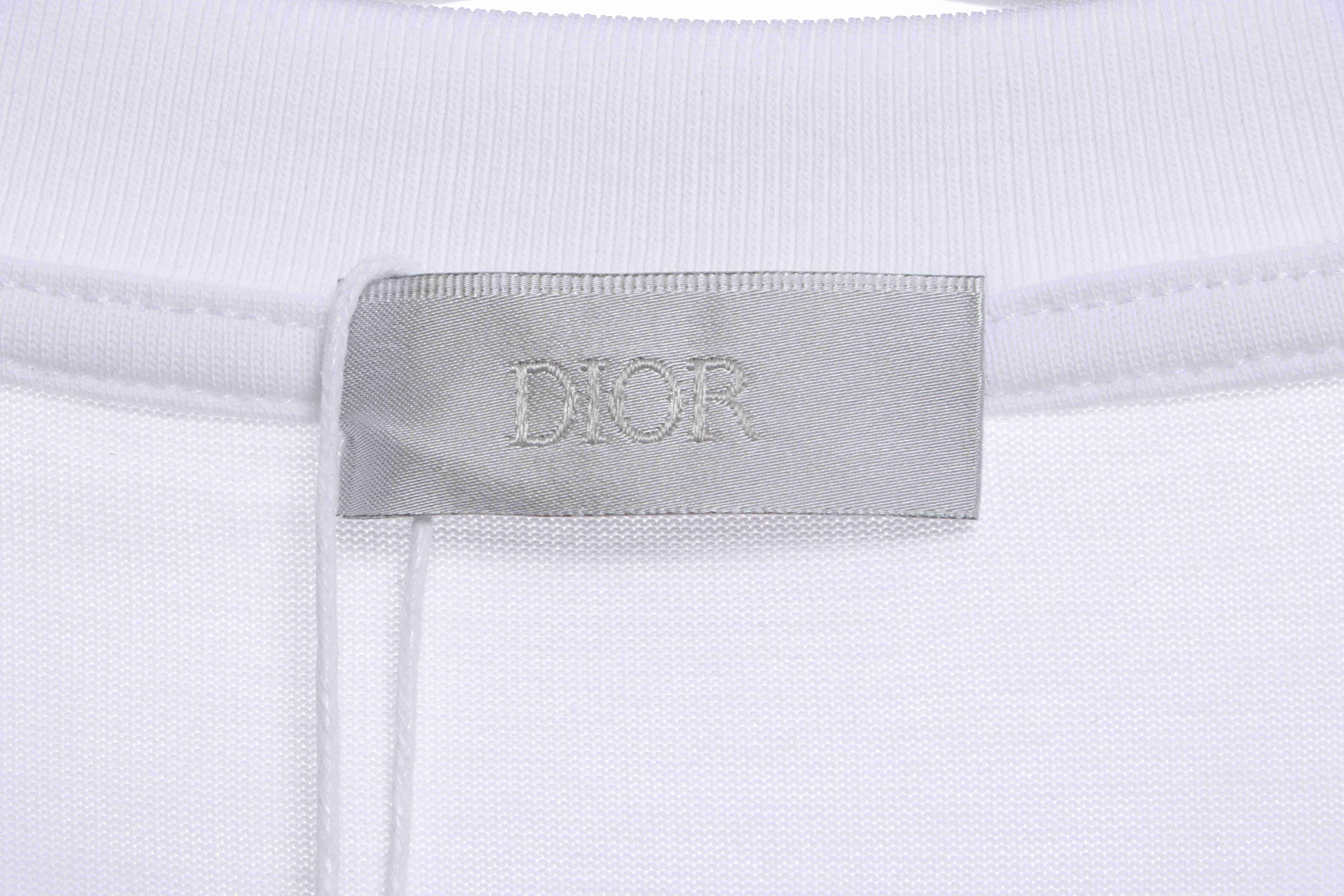 Dior Art Embroidered Letters Short Sleeve White