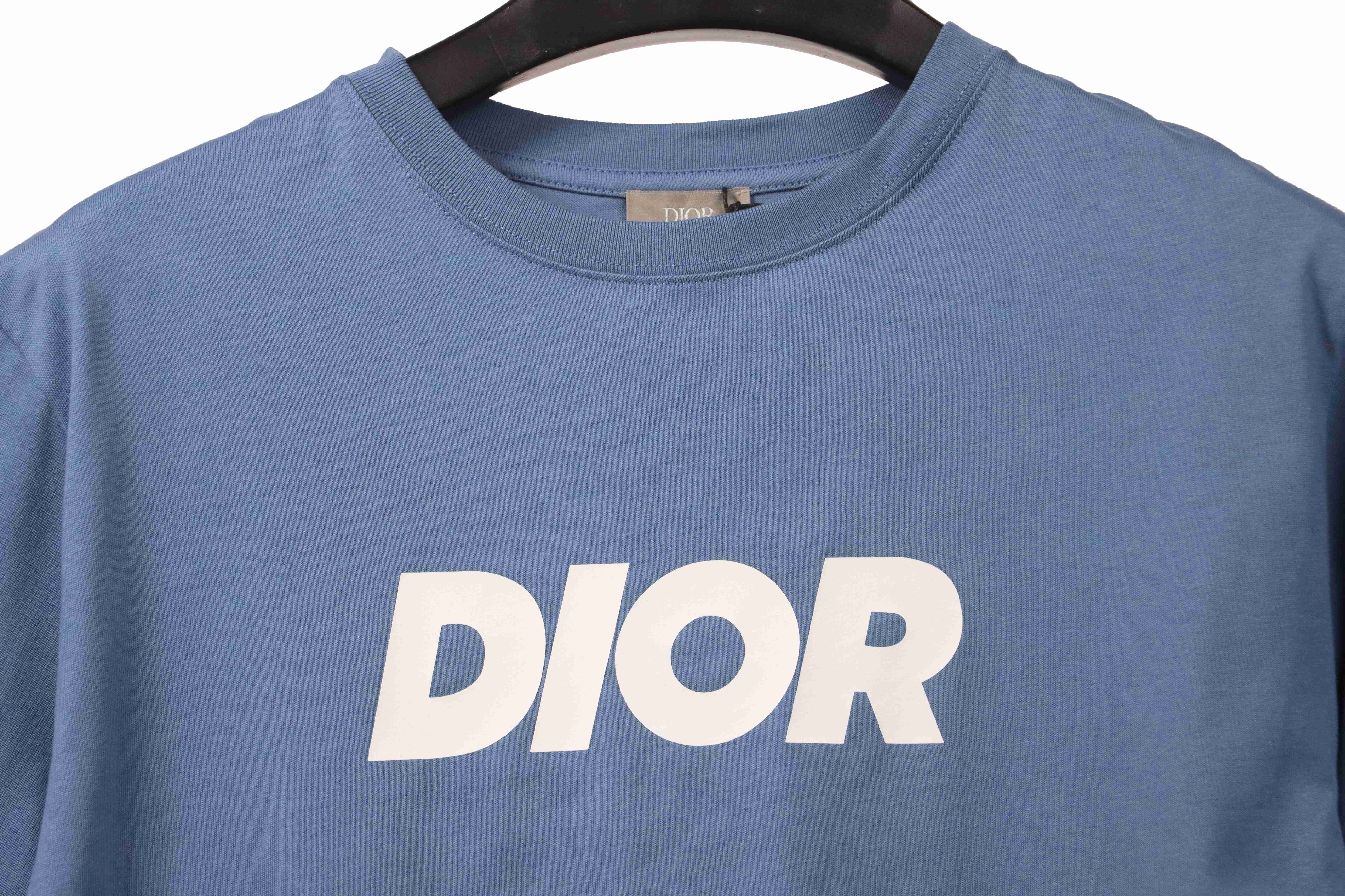 Dior Basic Letter Print Short Sleeve Blue