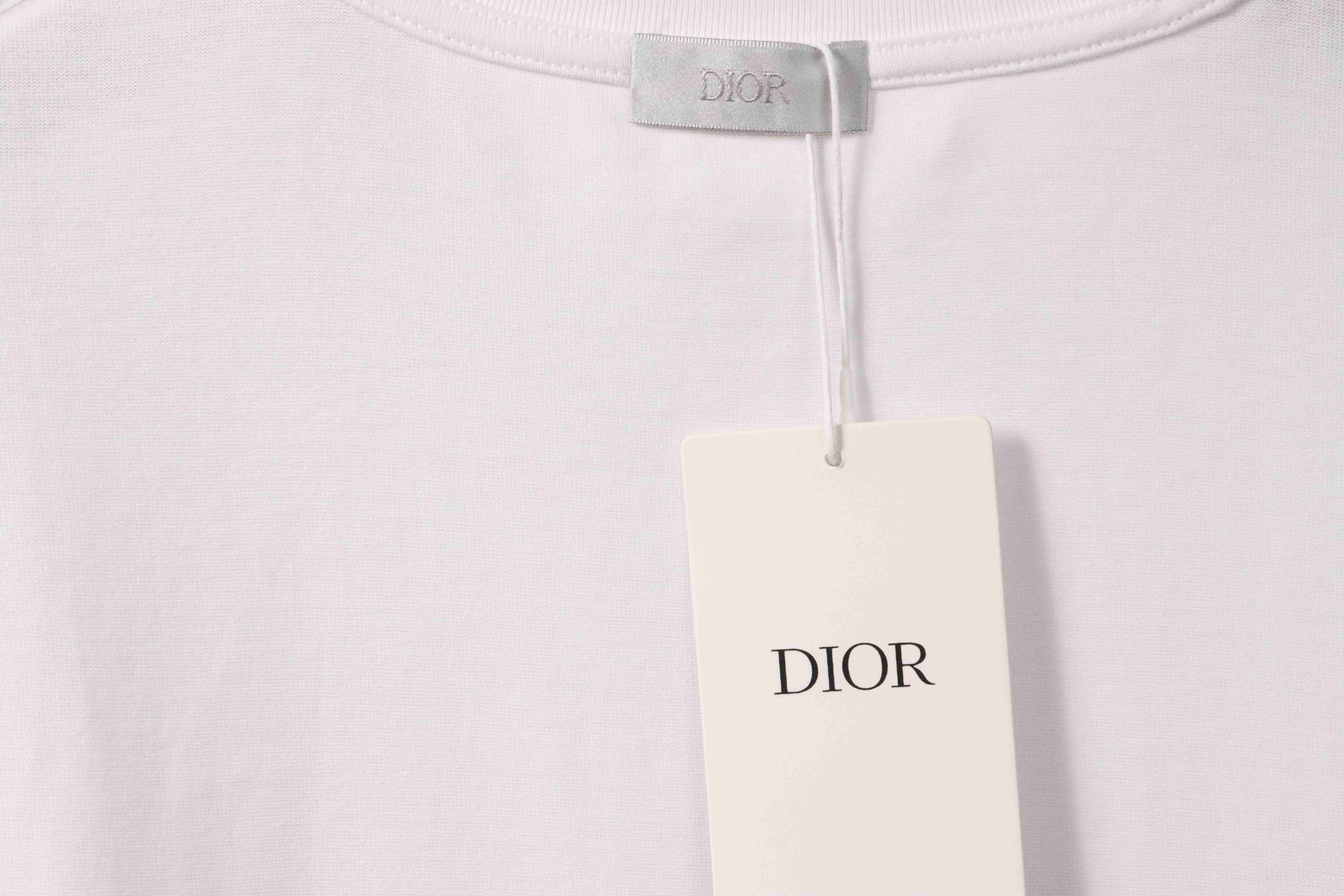 Dior Bee Embroidered Short Sleeve White