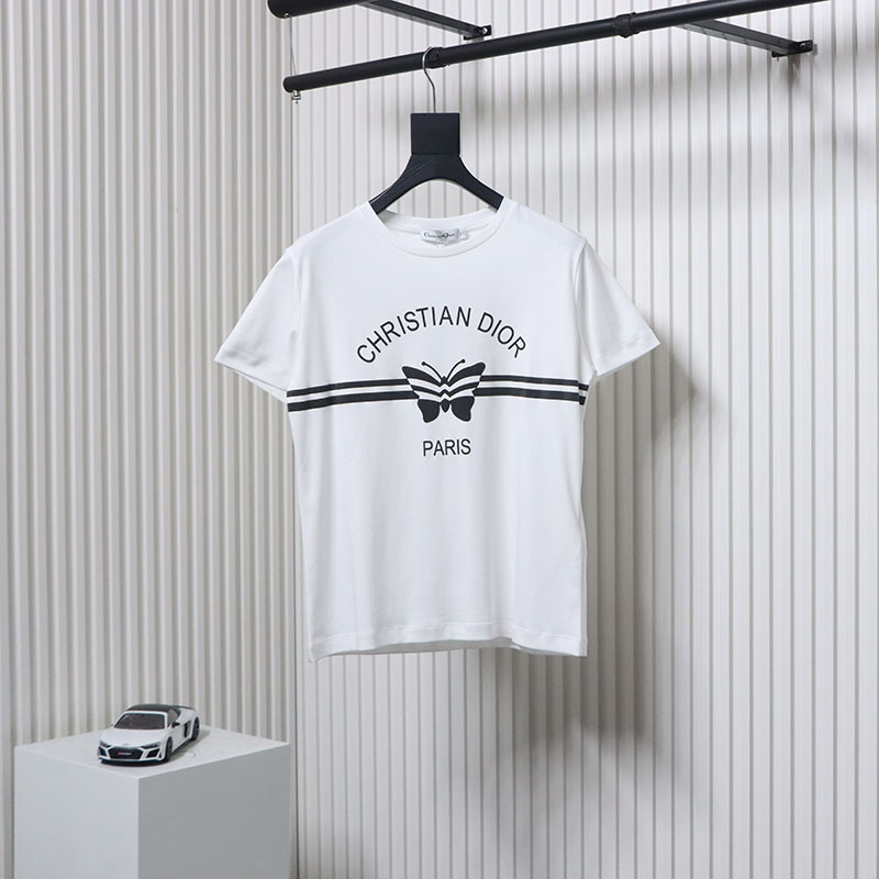 Dior butterfly print short sleeve T-shirt white