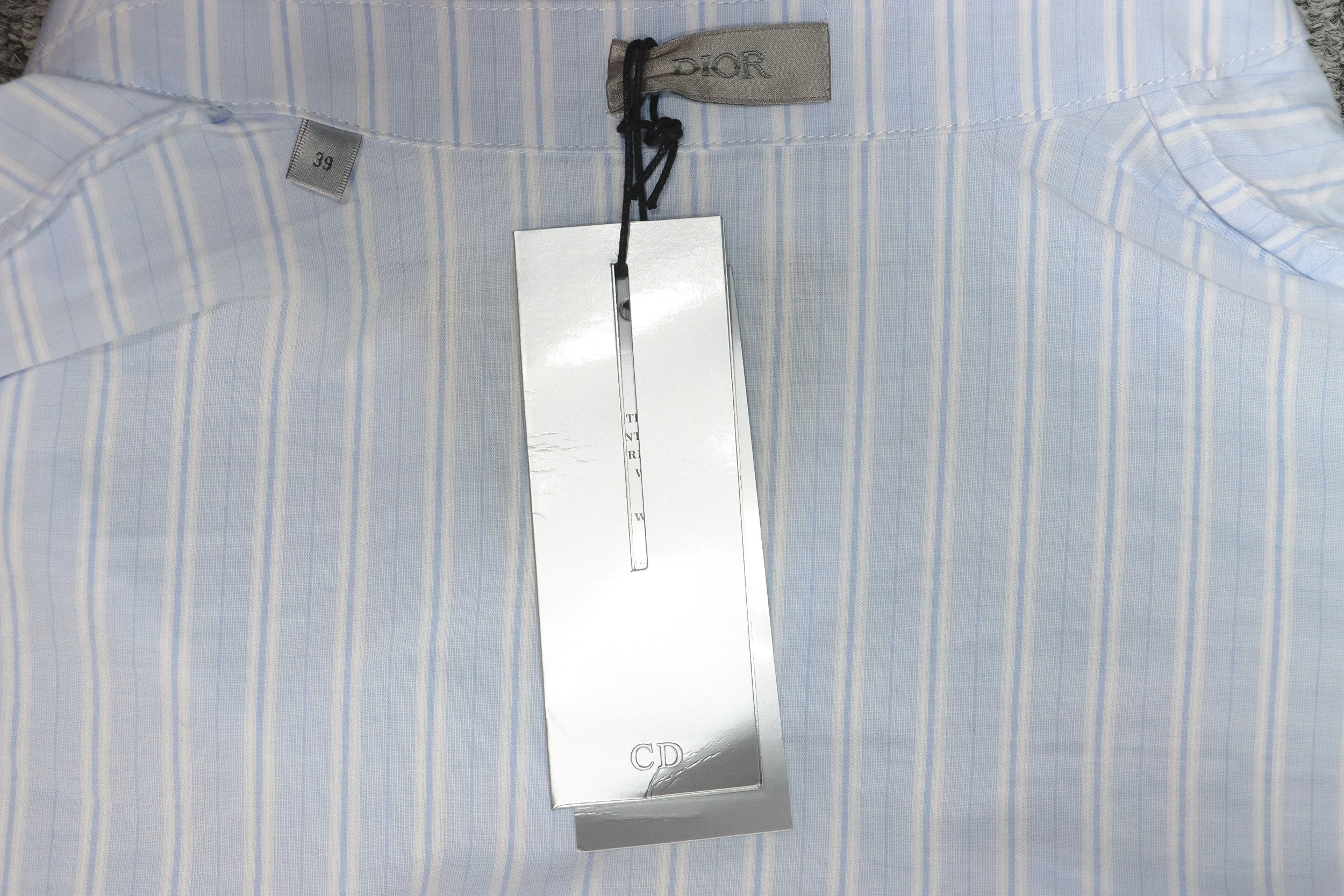 Dior cd half zip pullover short sleeve shirt light blue