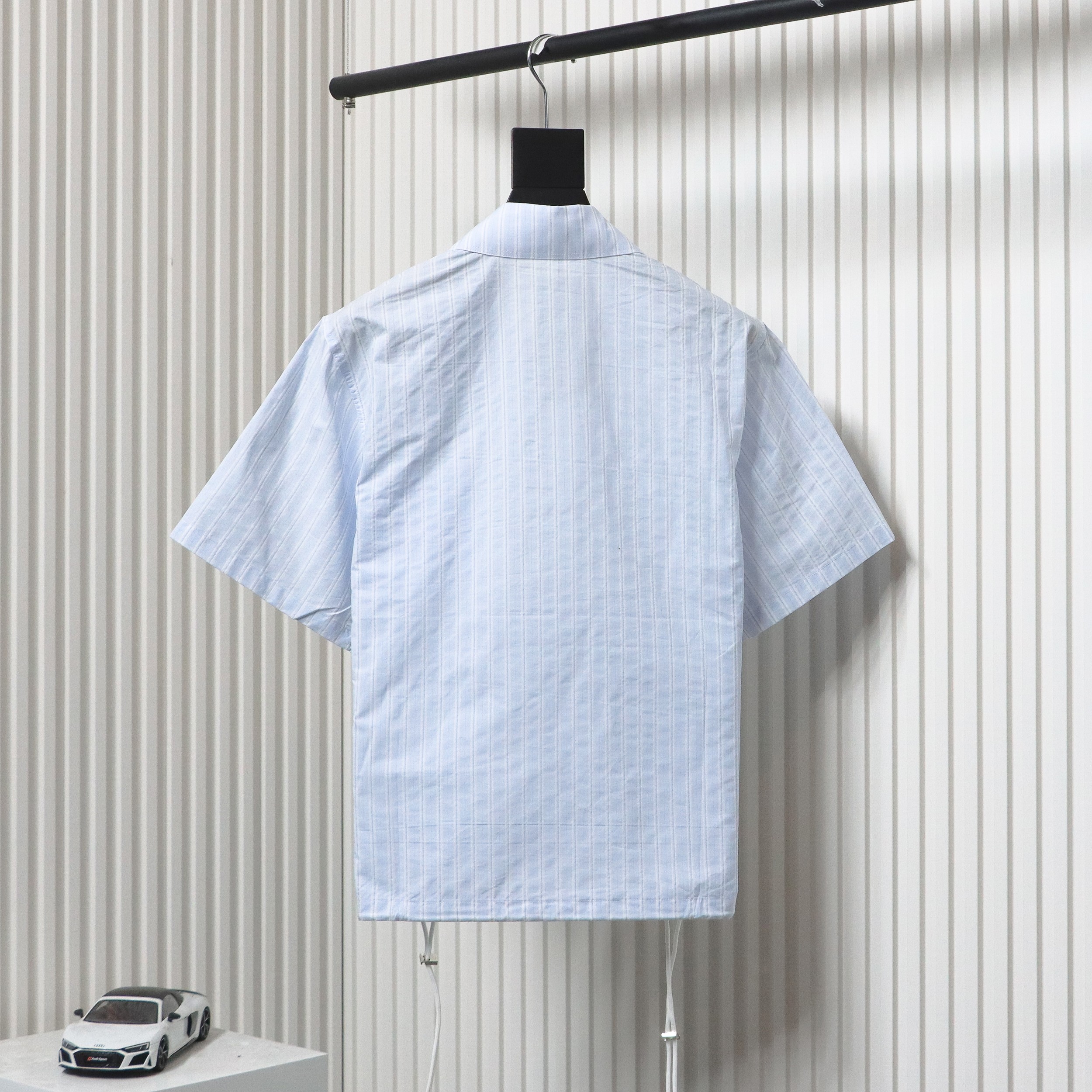 Dior cd half zip pullover short sleeve shirt light blue