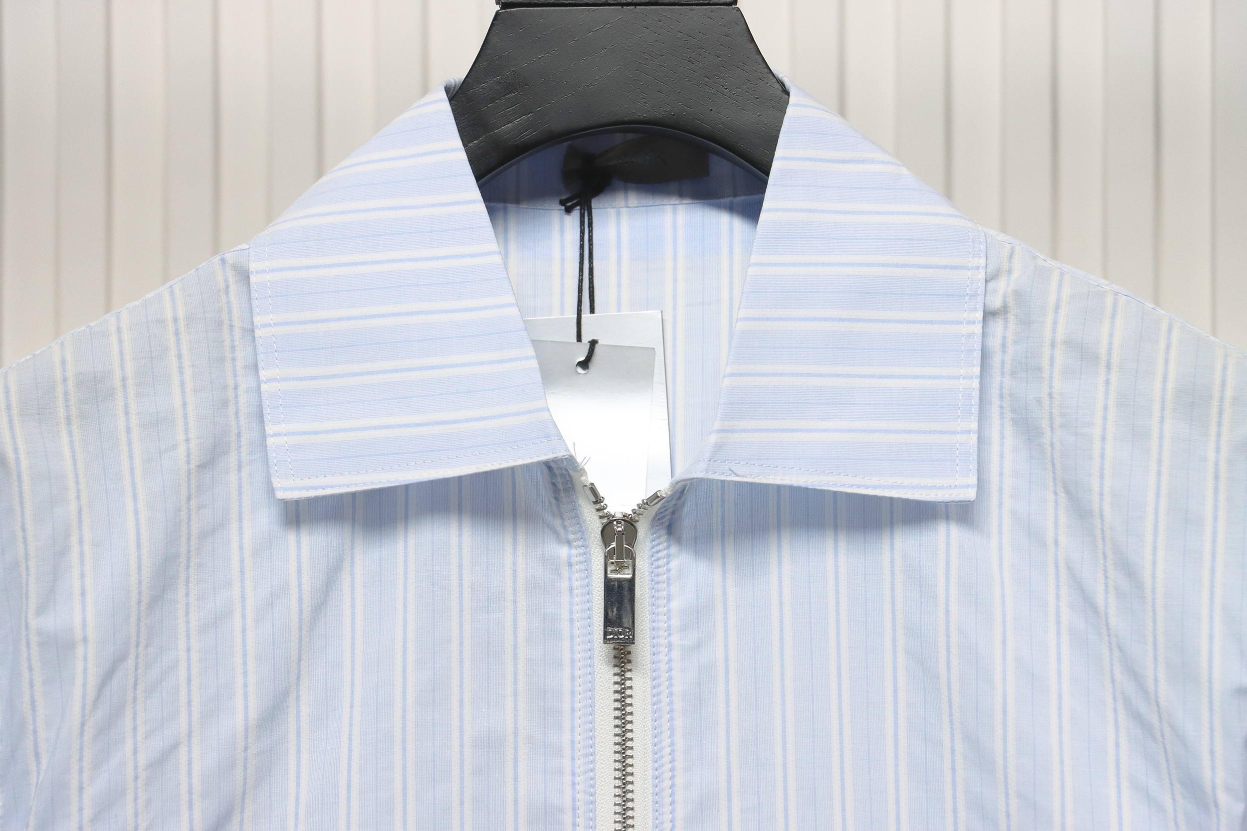 Dior cd half zip pullover short sleeve shirt light blue