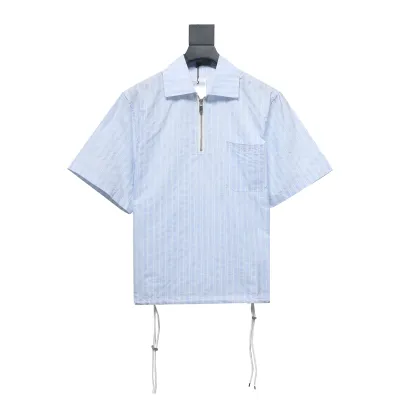 Dior cd half zip pullover short sleeve shirt light blue 01