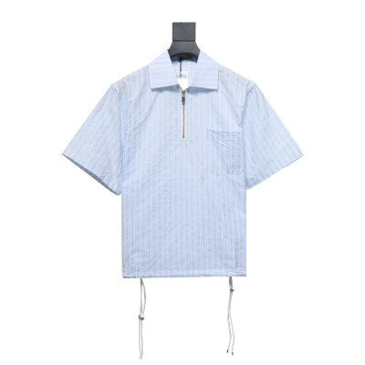 Dior cd half zip pullover short sleeve shirt light blue 01