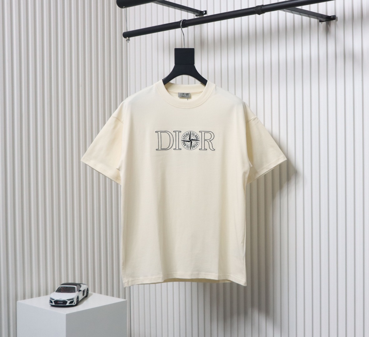 Dior CD x STONE ISLAND joint embroidered letter compass short-sleeved T-shirt