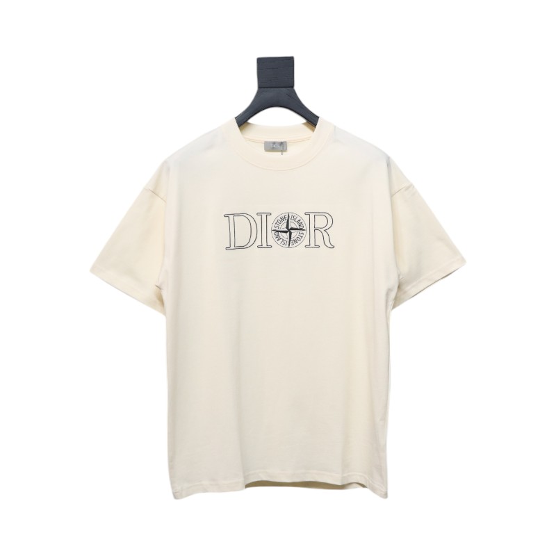 Dior CD x STONE ISLAND joint embroidered letter compass short-sleeved T-shirt