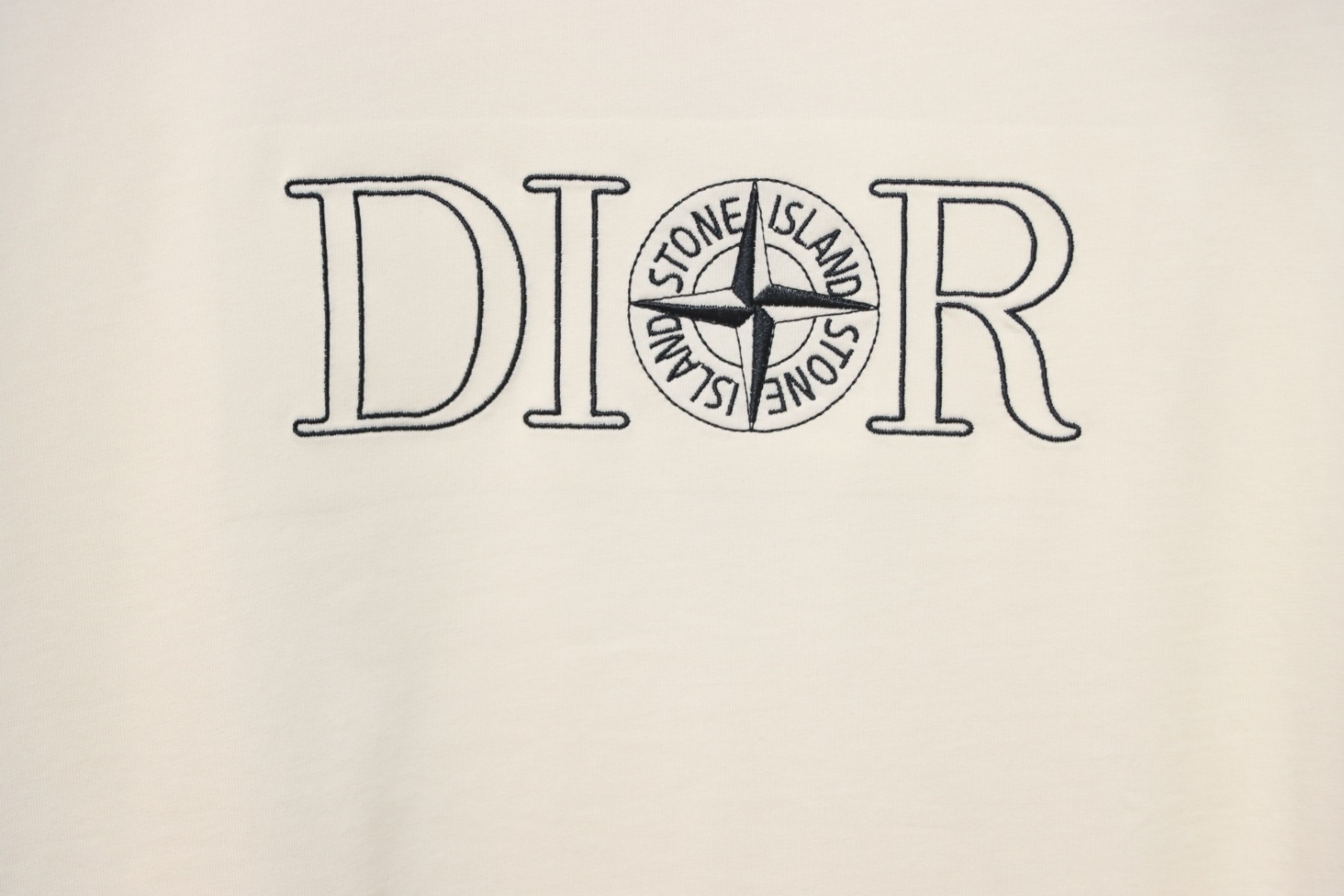 Dior CD x STONE ISLAND joint embroidered letter compass short-sleeved T-shirt