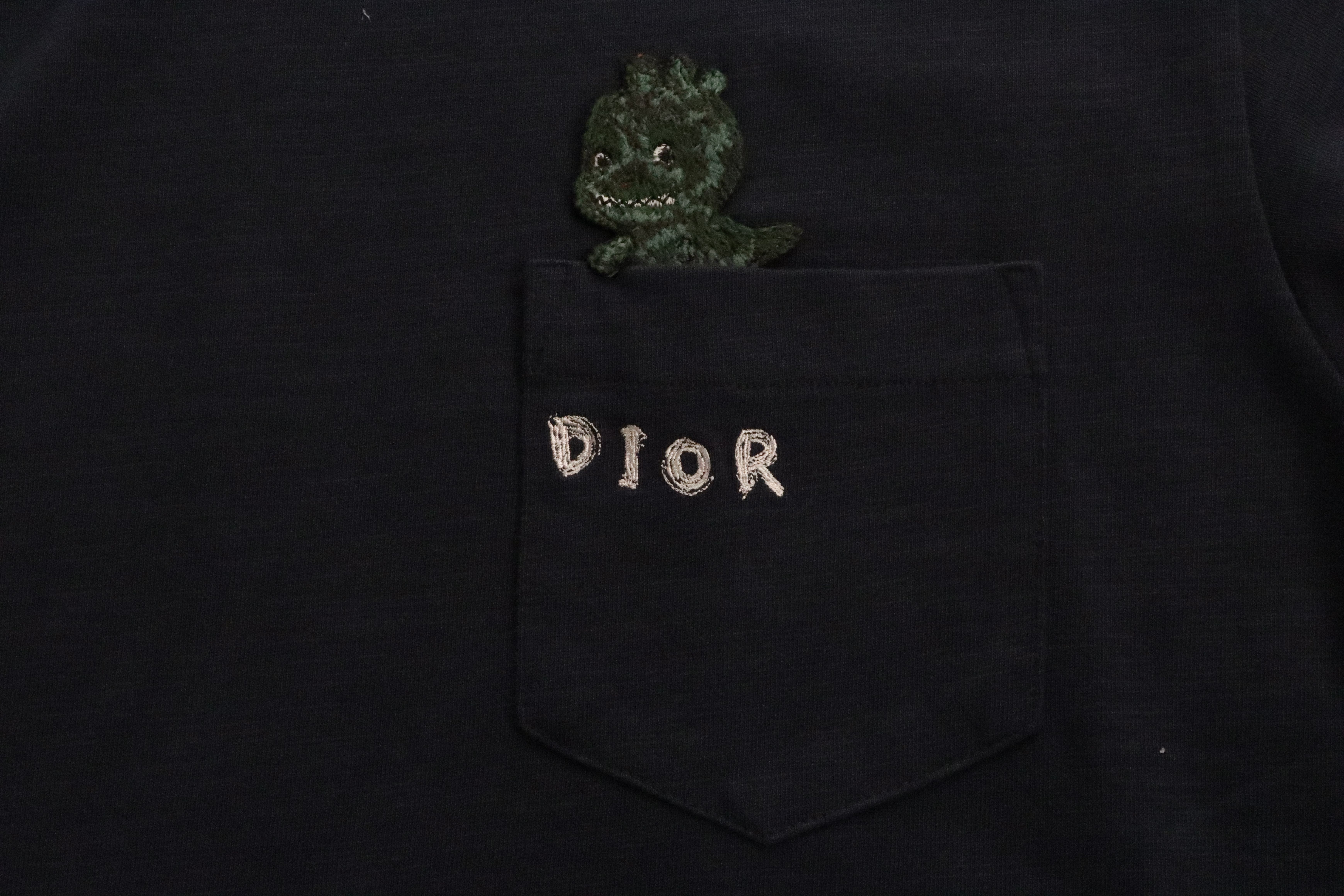 Dior Dinosaur Pocket Embroidered Short Sleeve Blue