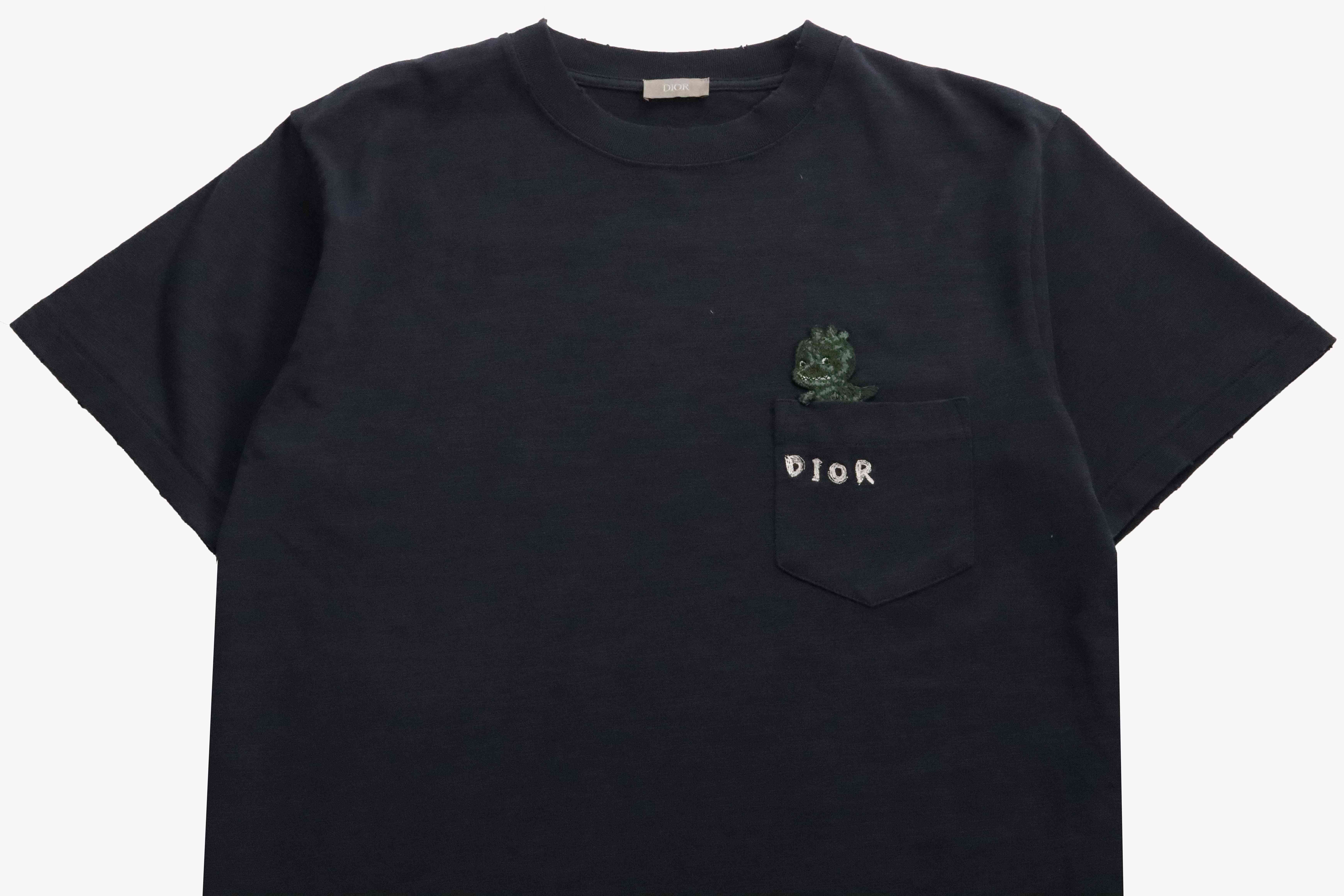 Dior Dinosaur Pocket Embroidered Short Sleeve Blue