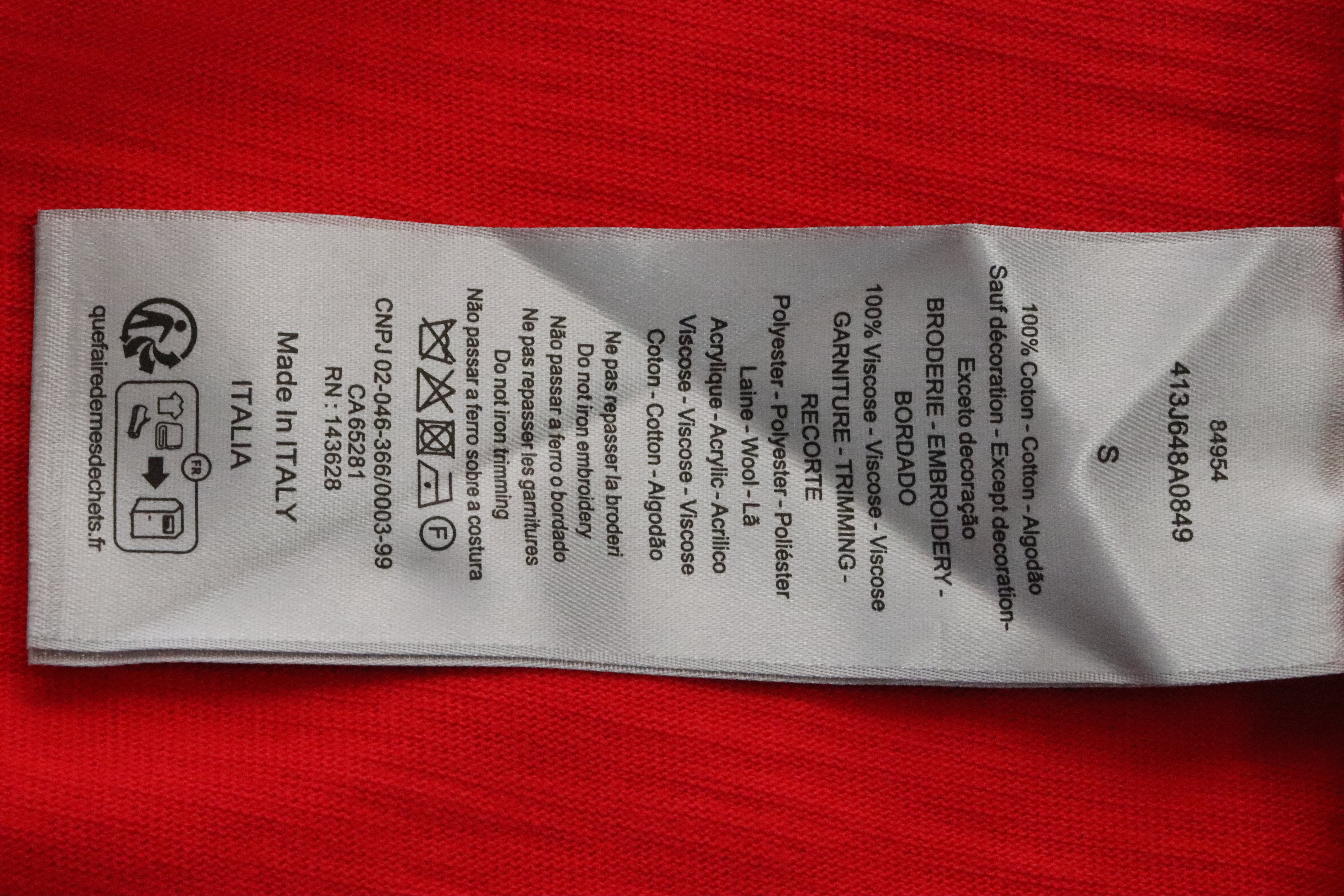 Dior Dinosaur Pocket Embroidered Short Sleeve Red