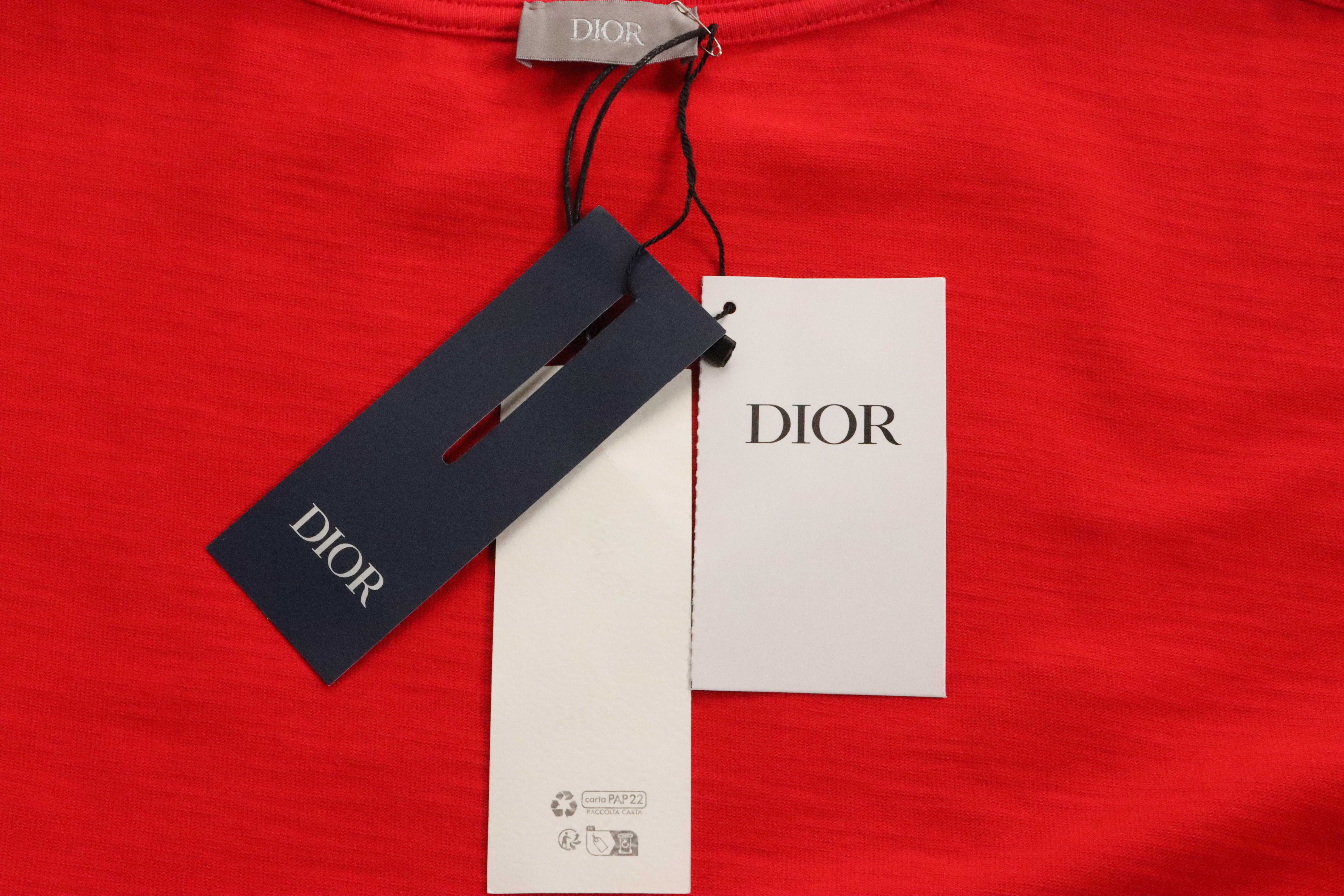 Dior Dinosaur Pocket Embroidered Short Sleeve Red
