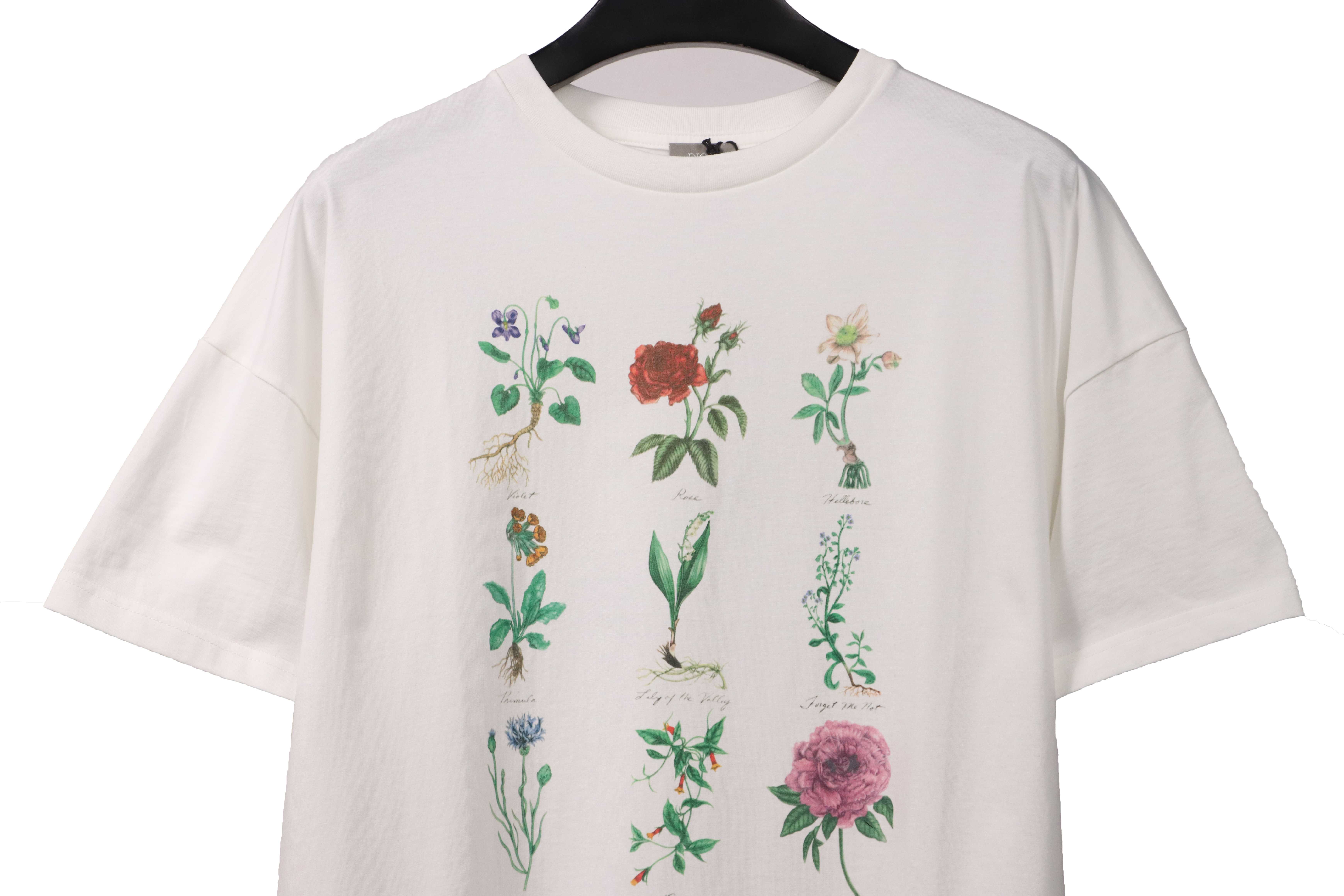 Dior Floral Specimen Print Short Sleeve White