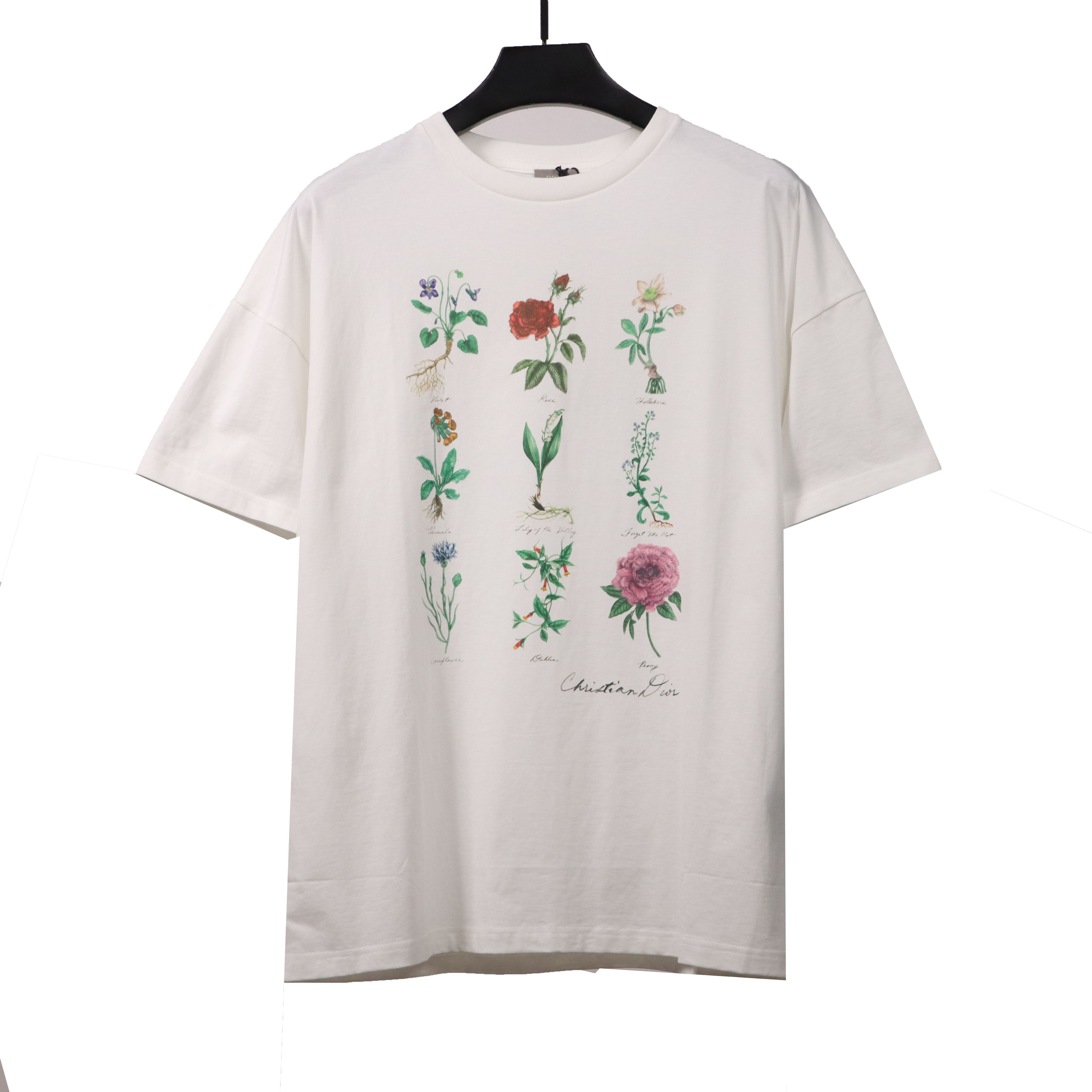 Dior Floral Specimen Print Short Sleeve White