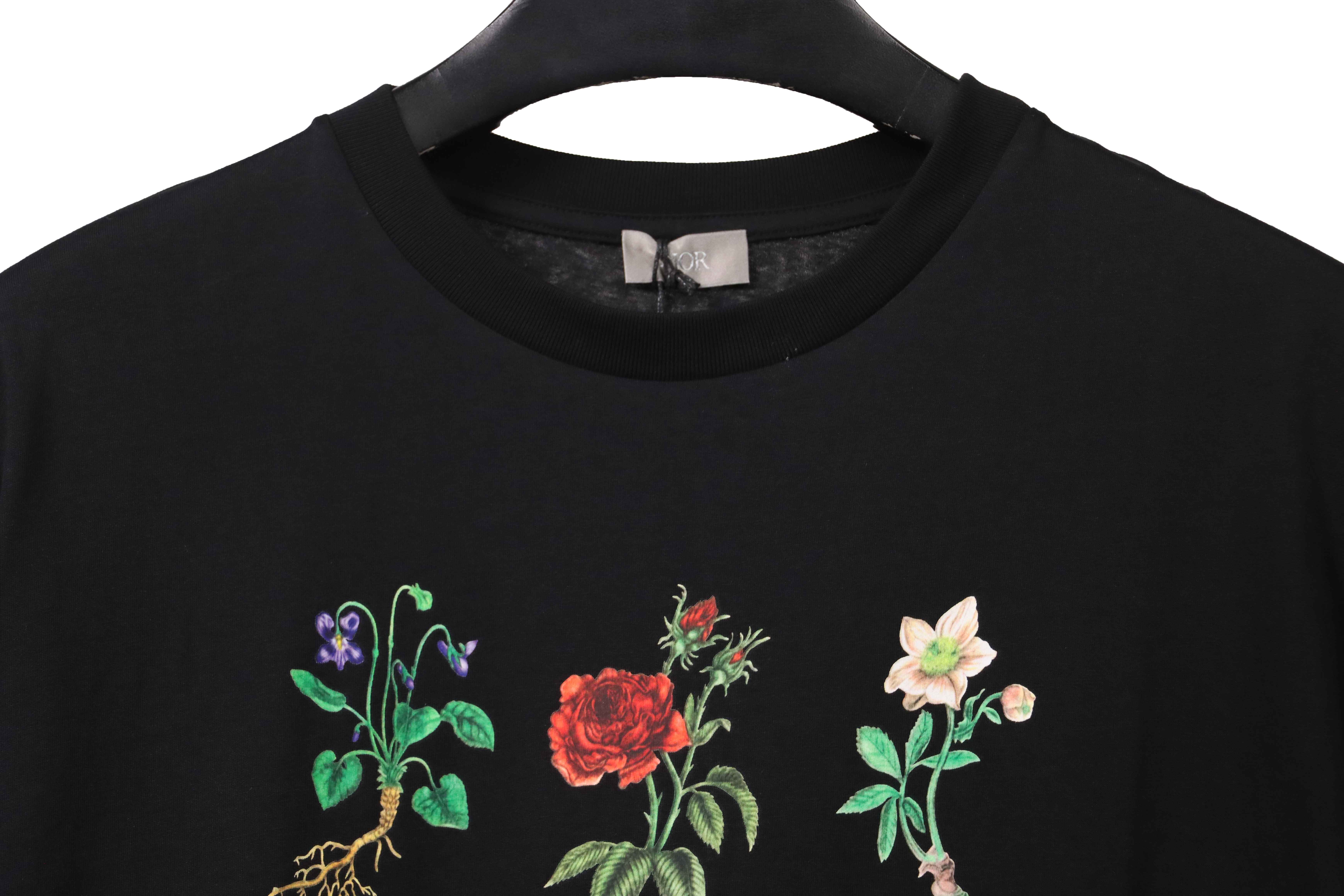 Dior Floral Specimen Print Short Sleeve Black