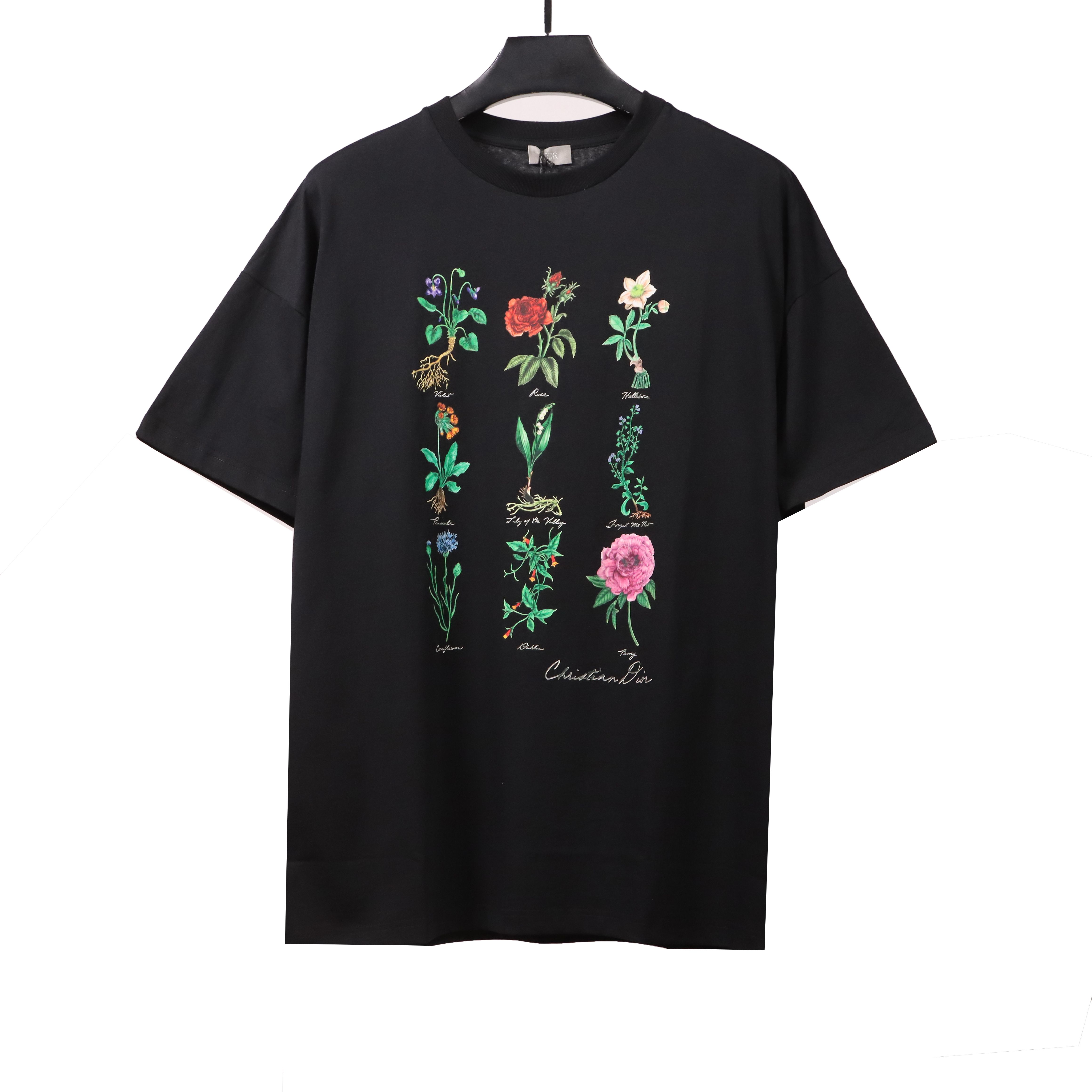 Dior Floral Specimen Print Short Sleeve Black