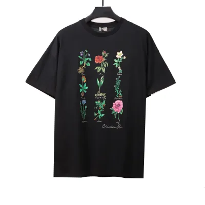 Dior Floral Specimen Print Short Sleeve Black 01
