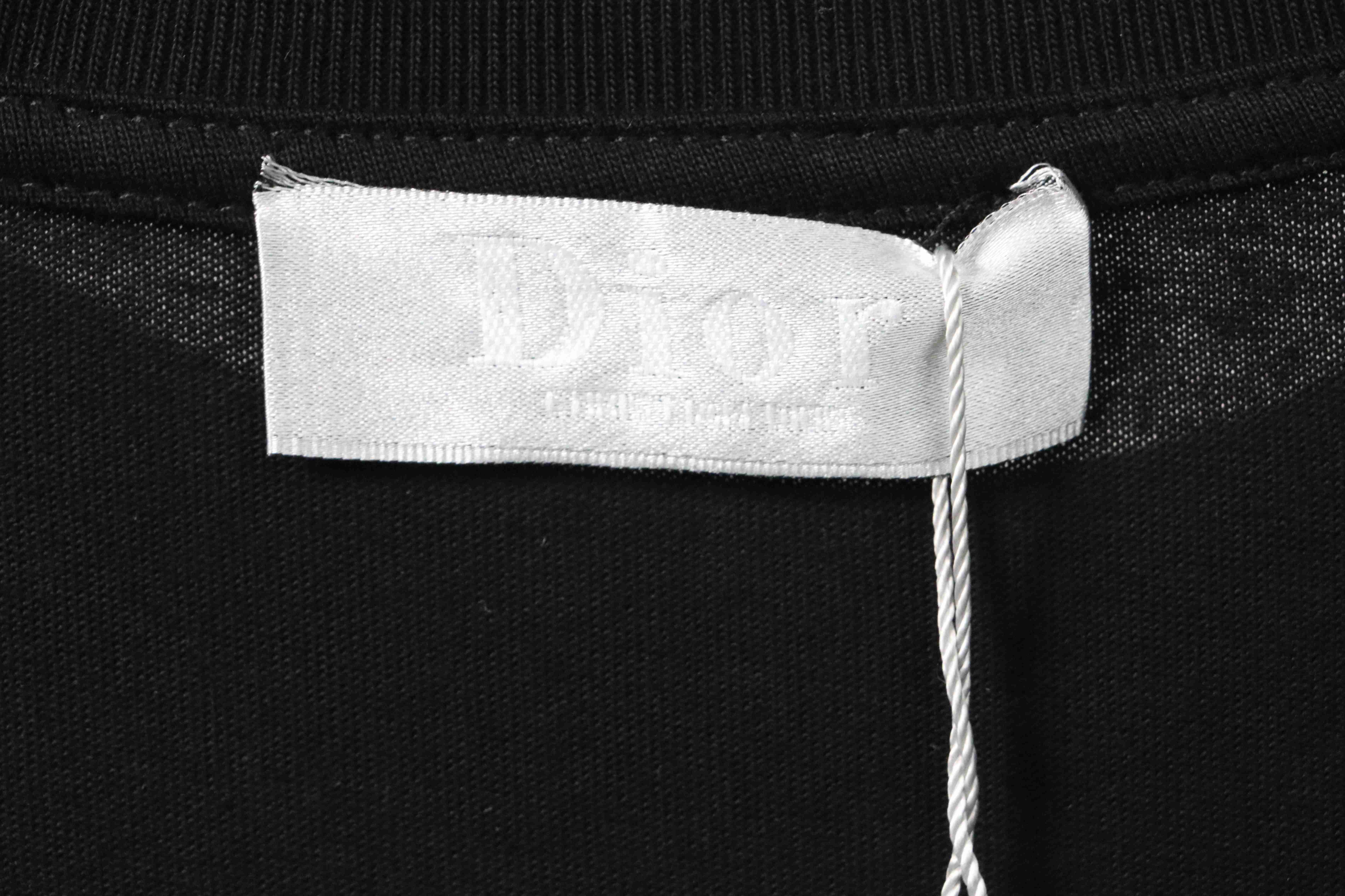 Dior floral white ink direct printing short sleeve black