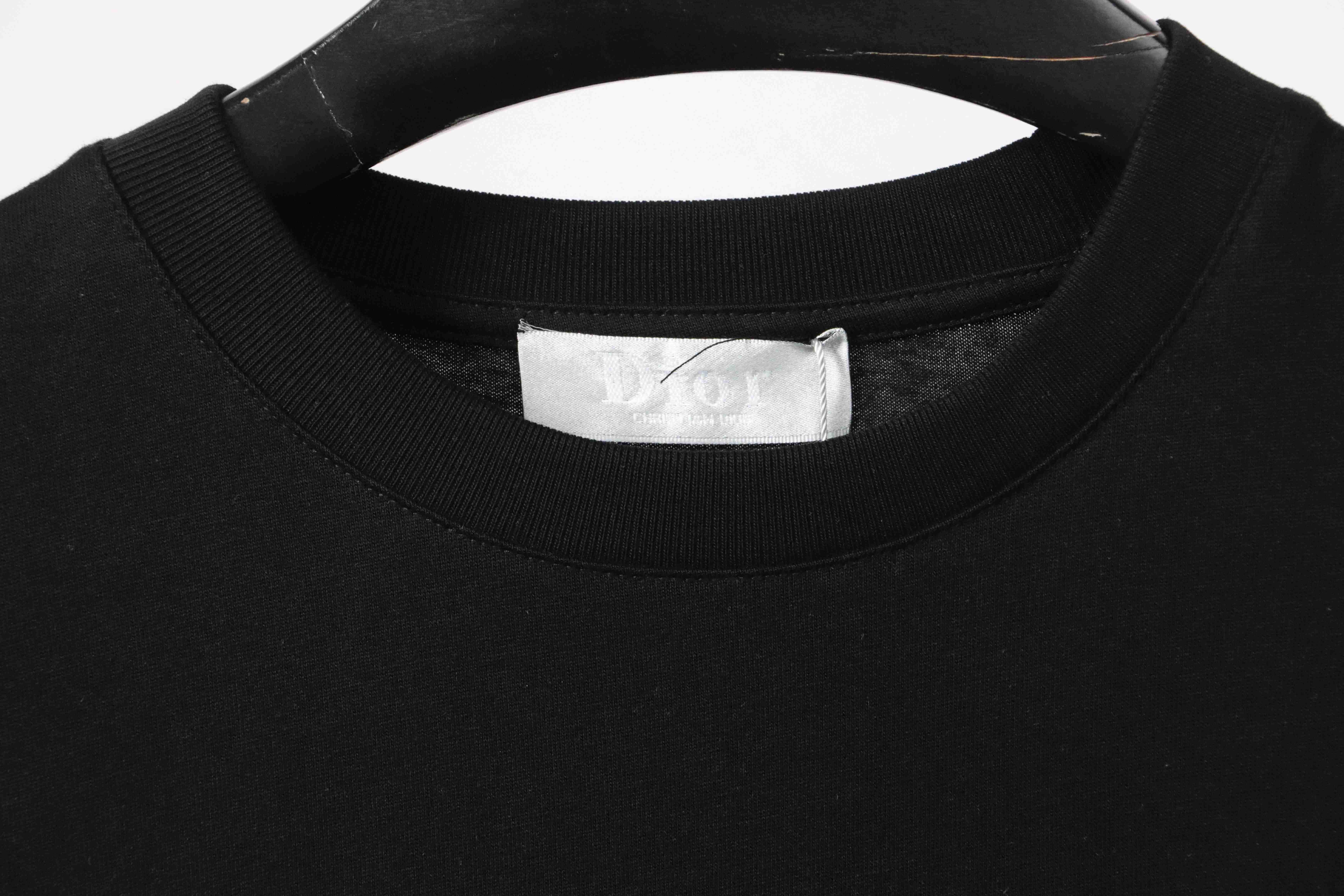 Dior floral white ink direct printing short sleeve black