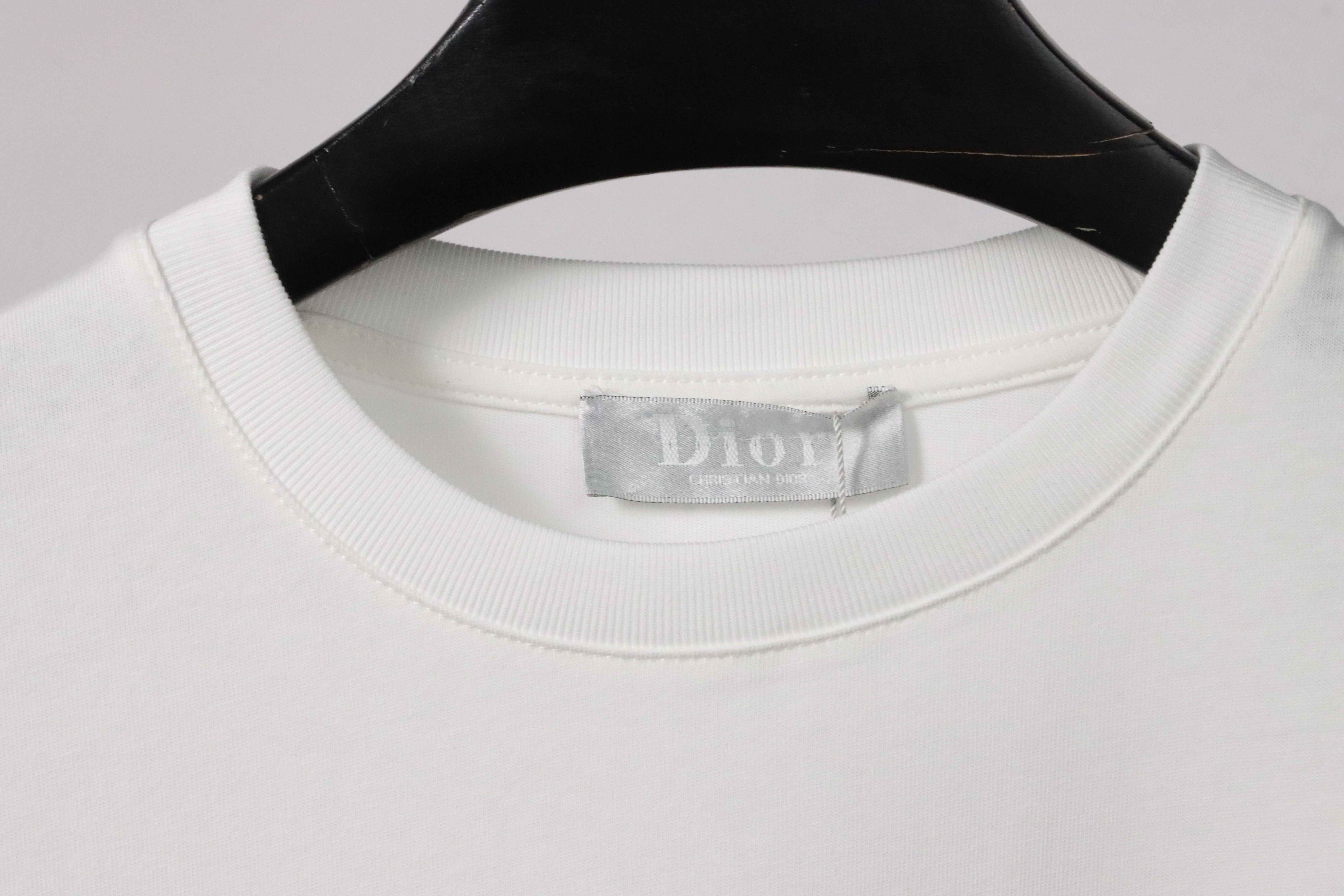 Dior floral white ink direct printing short sleeve White