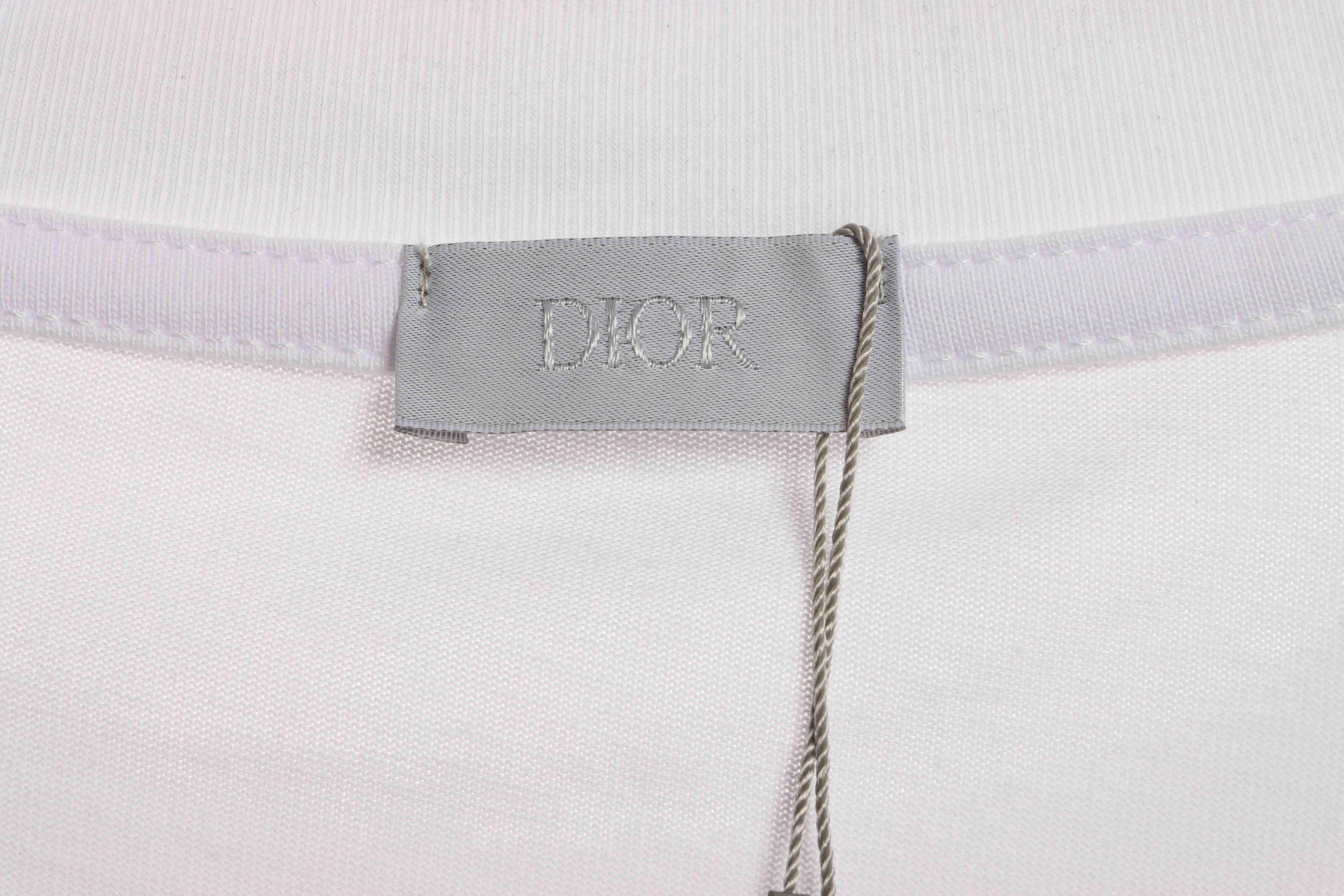 Dior gold embroidered CD short sleeve white
