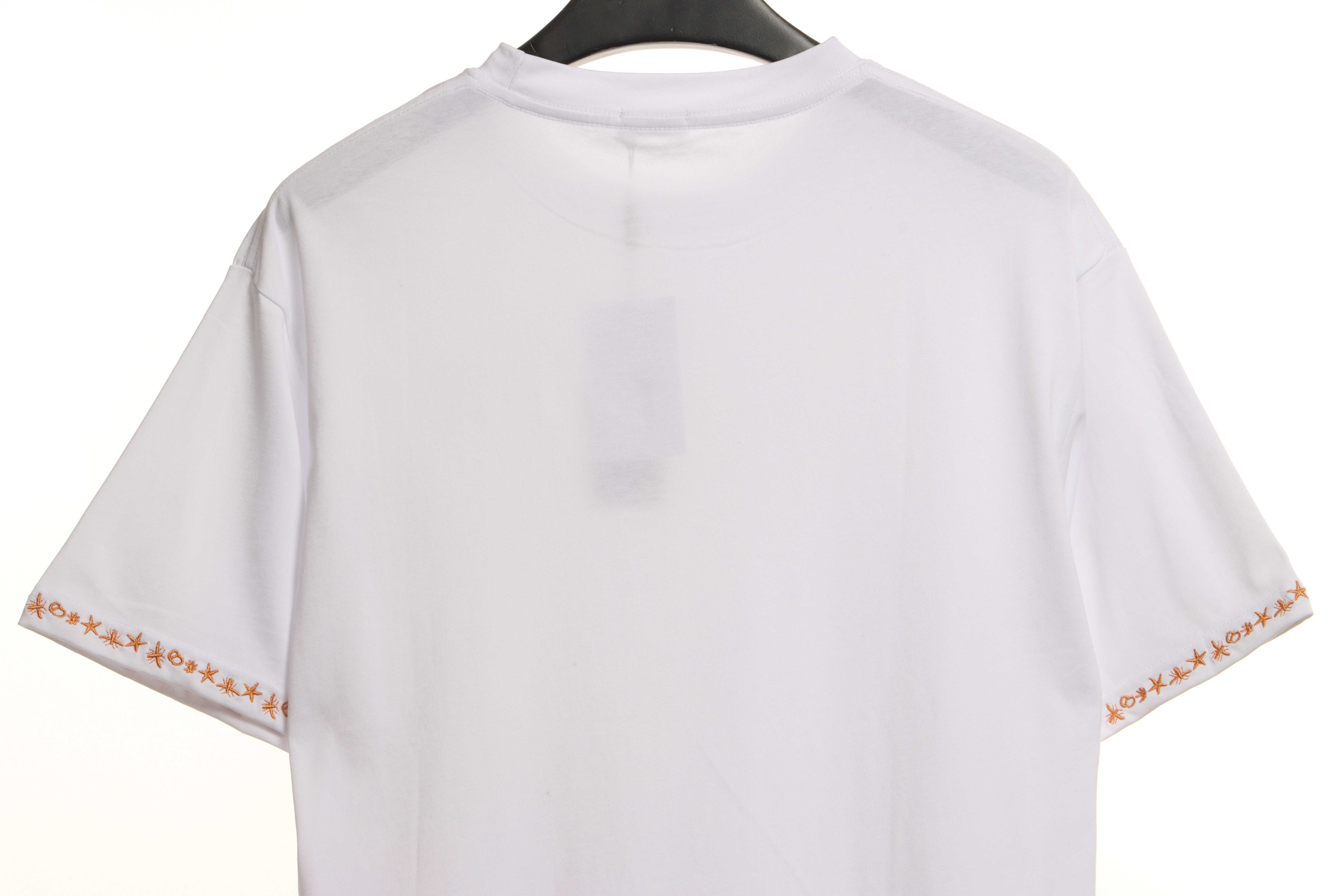 Dior gold embroidered CD short sleeve white
