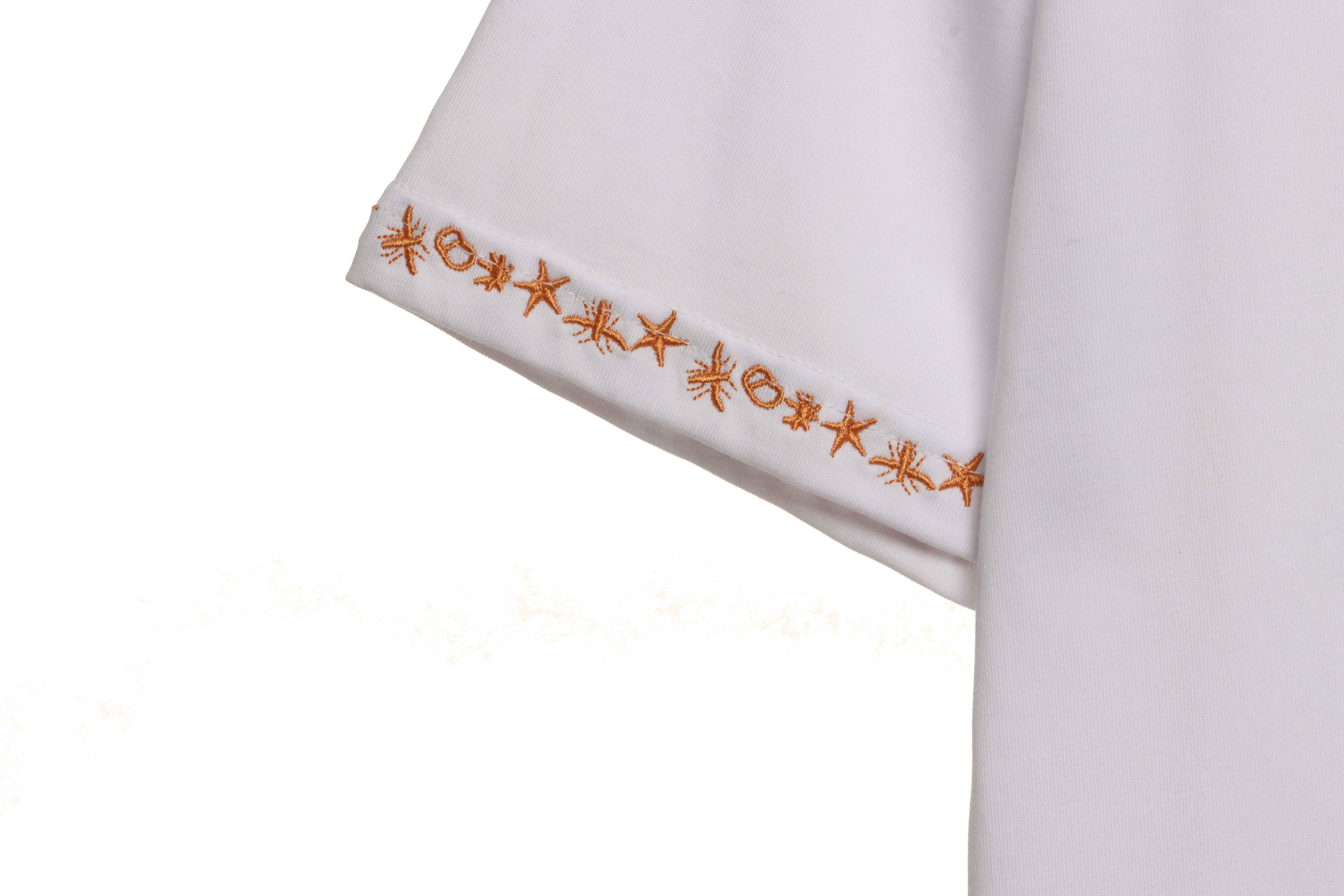 Dior gold embroidered CD short sleeve white