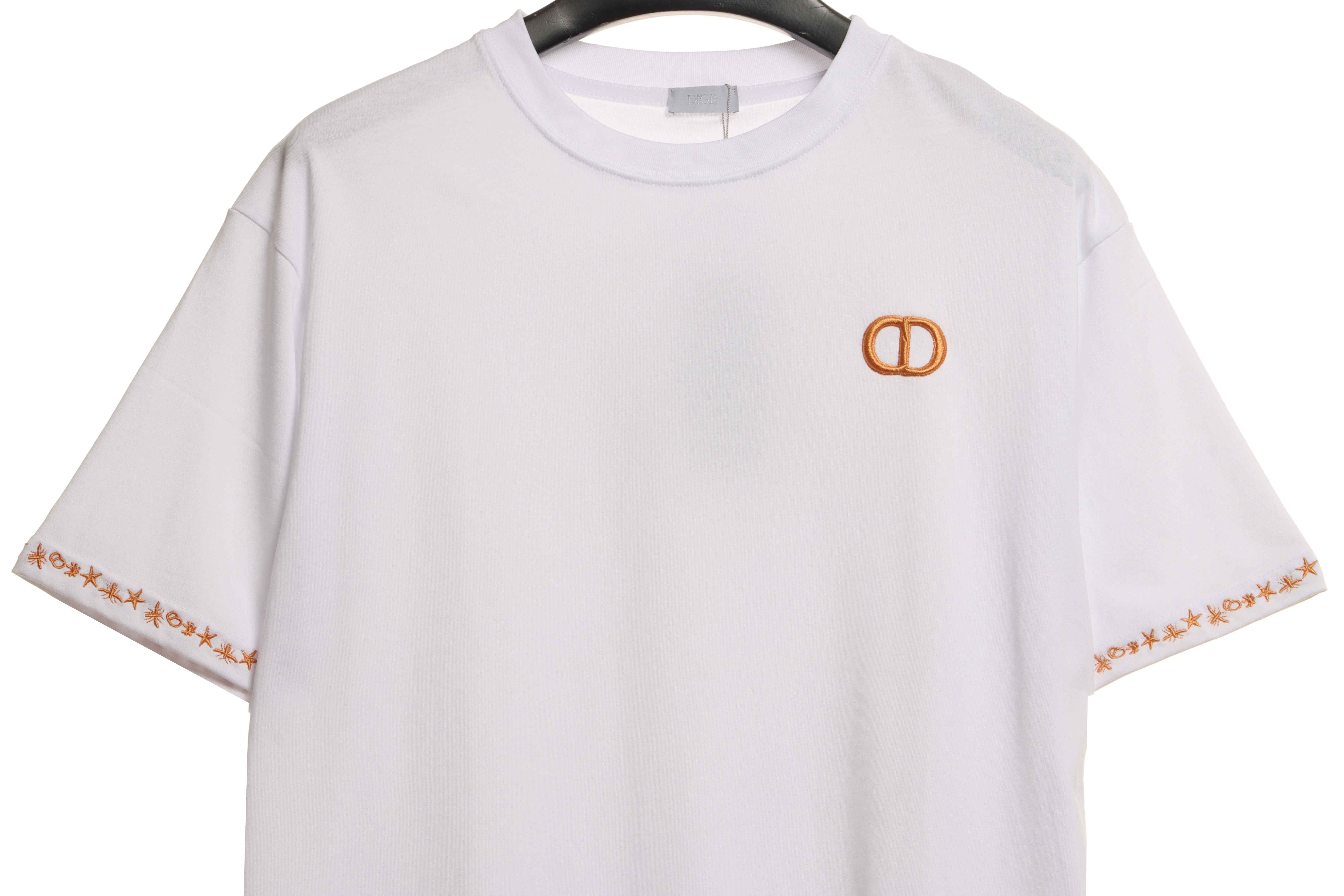 Dior gold embroidered CD short sleeve white