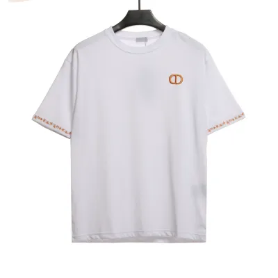 Dior gold embroidered CD short sleeve white 01
