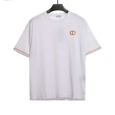 Dior gold embroidered CD short sleeve white 01