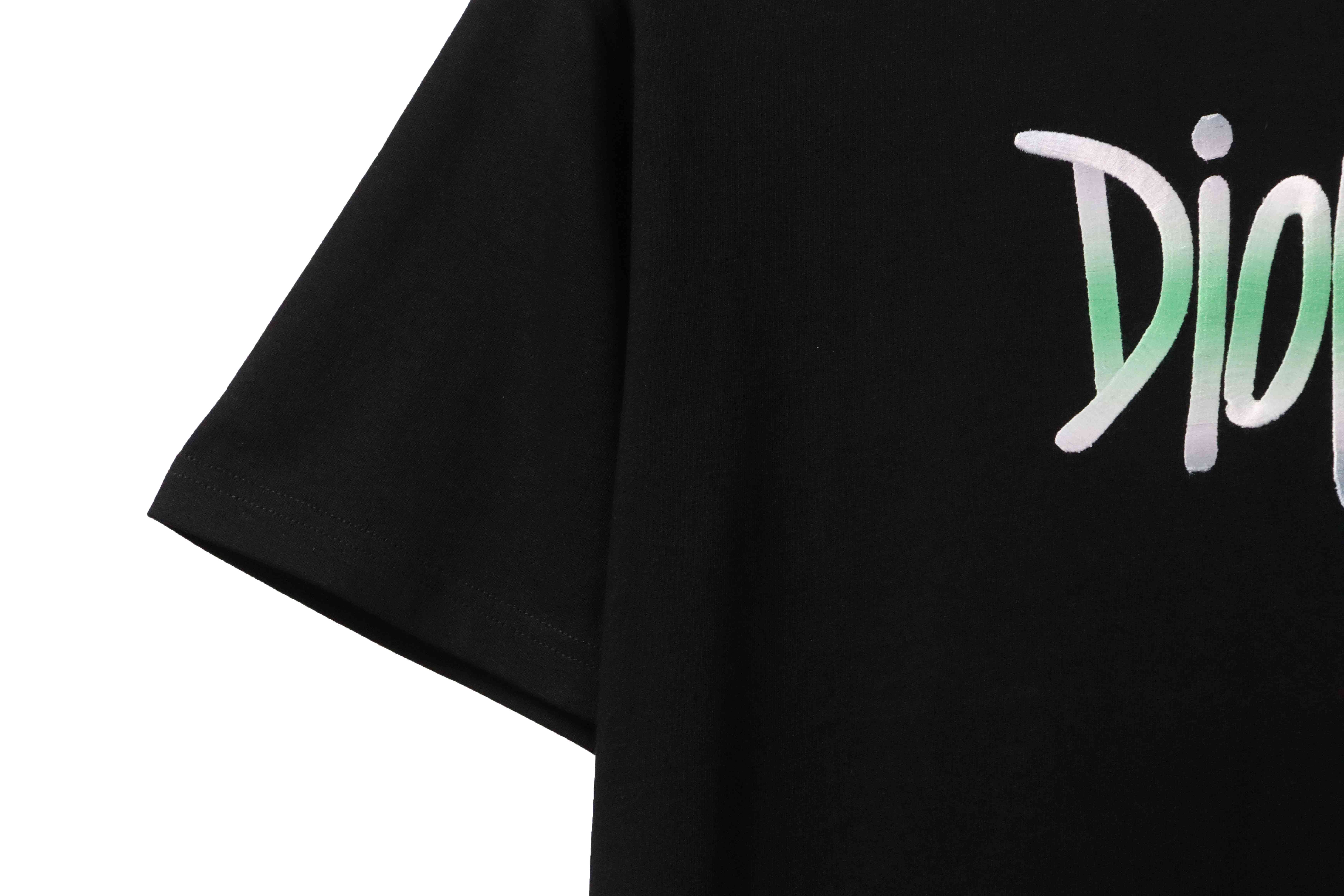 Dior Gradient Embroidered Short Sleeve Black