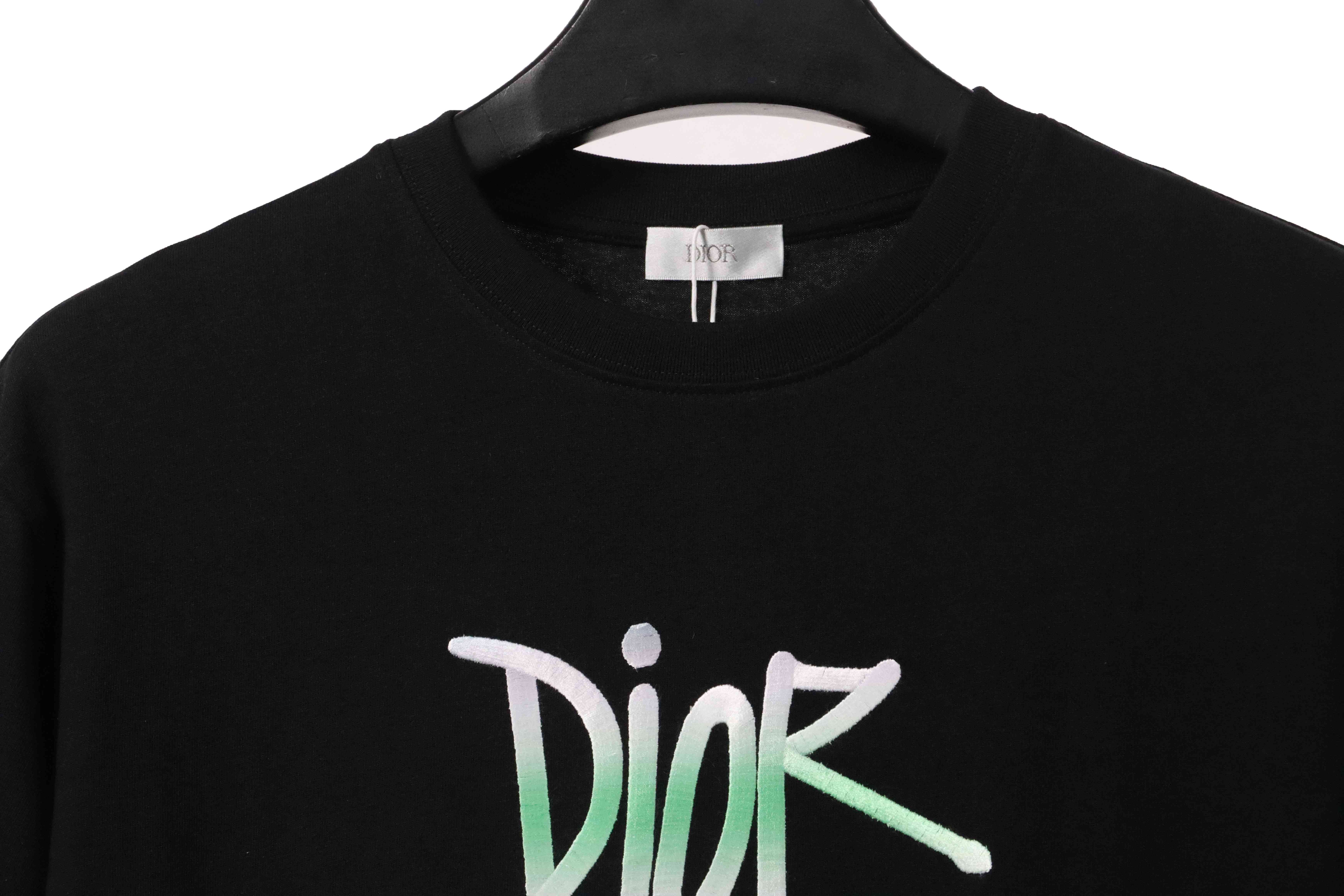 Dior Gradient Embroidered Short Sleeve Black