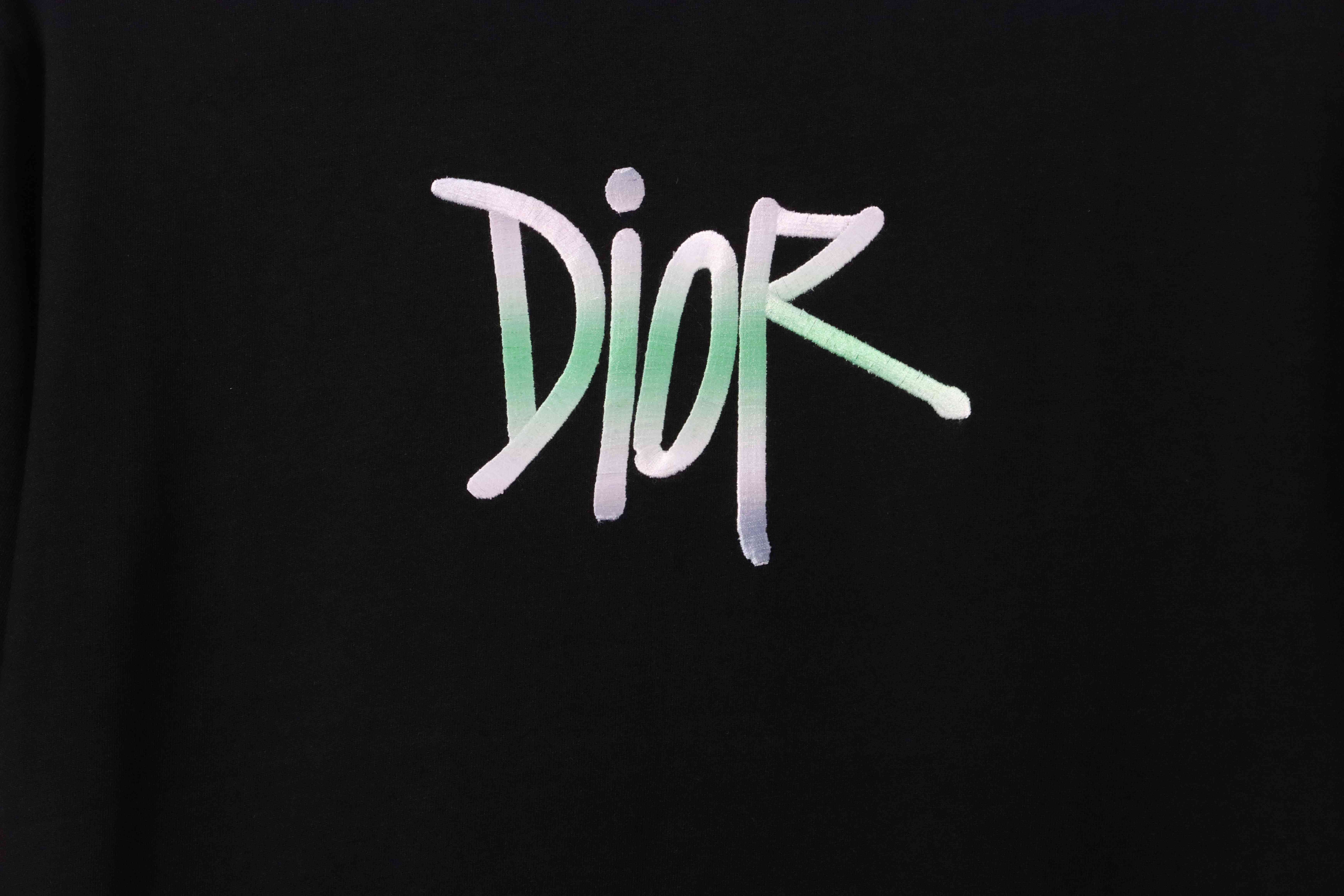 Dior Gradient Embroidered Short Sleeve Black