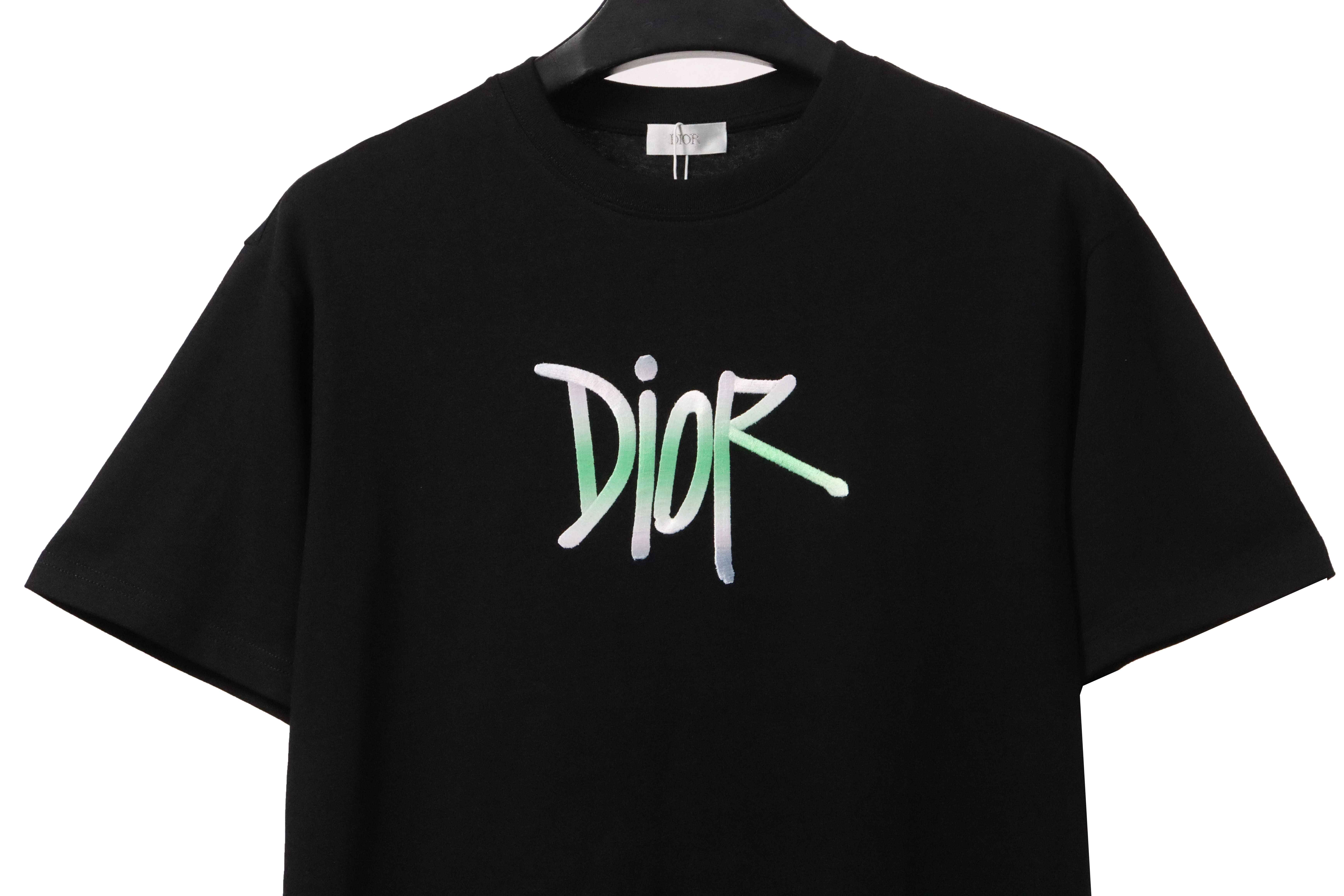 Dior Gradient Embroidered Short Sleeve Black