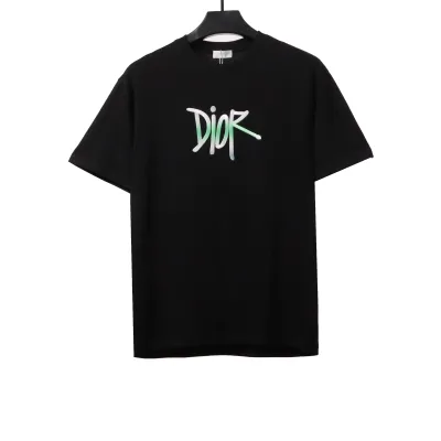 Dior Gradient Embroidered Short Sleeve Black 01