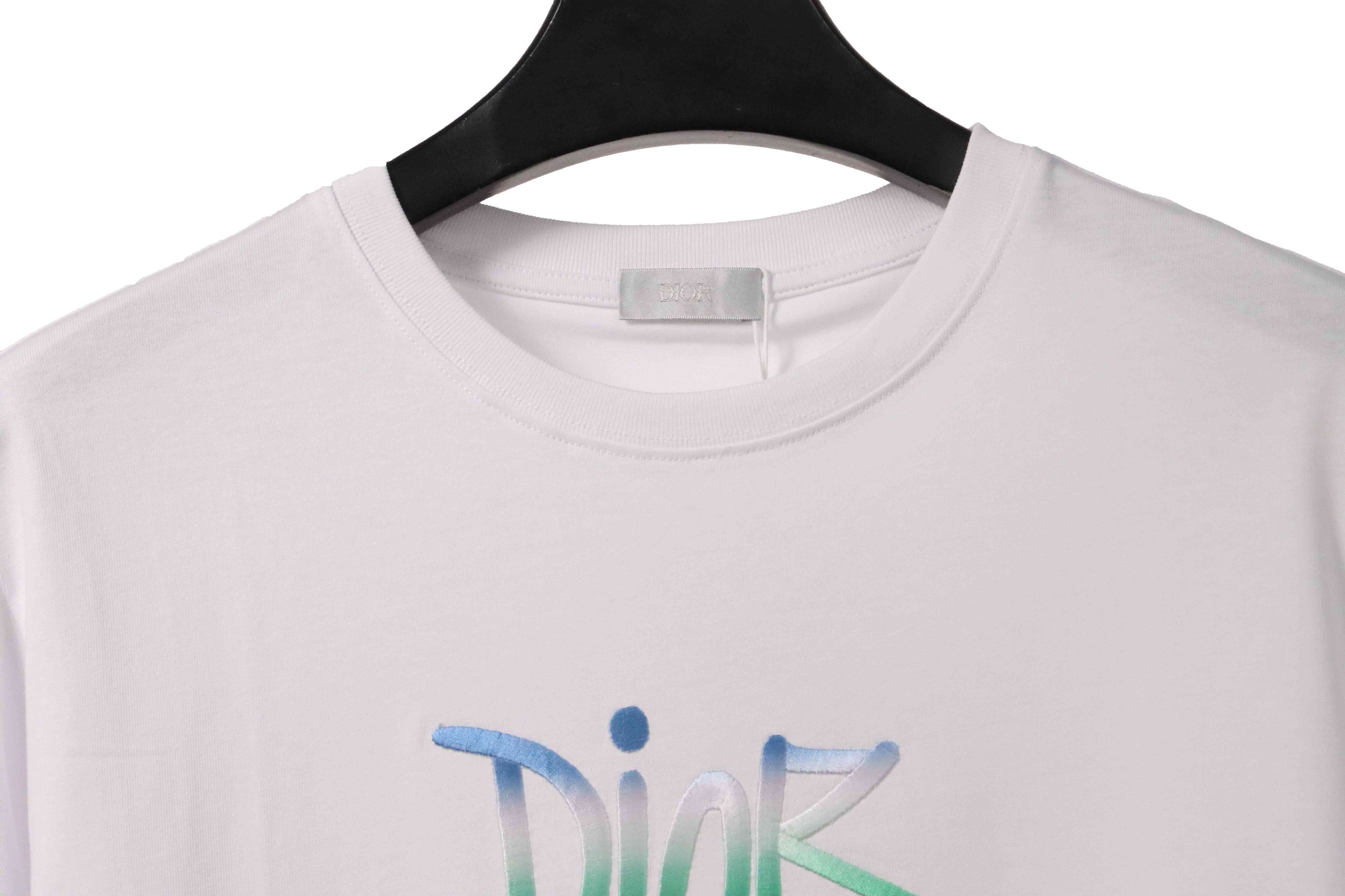 Dior Gradient Embroidered Short Sleeve White