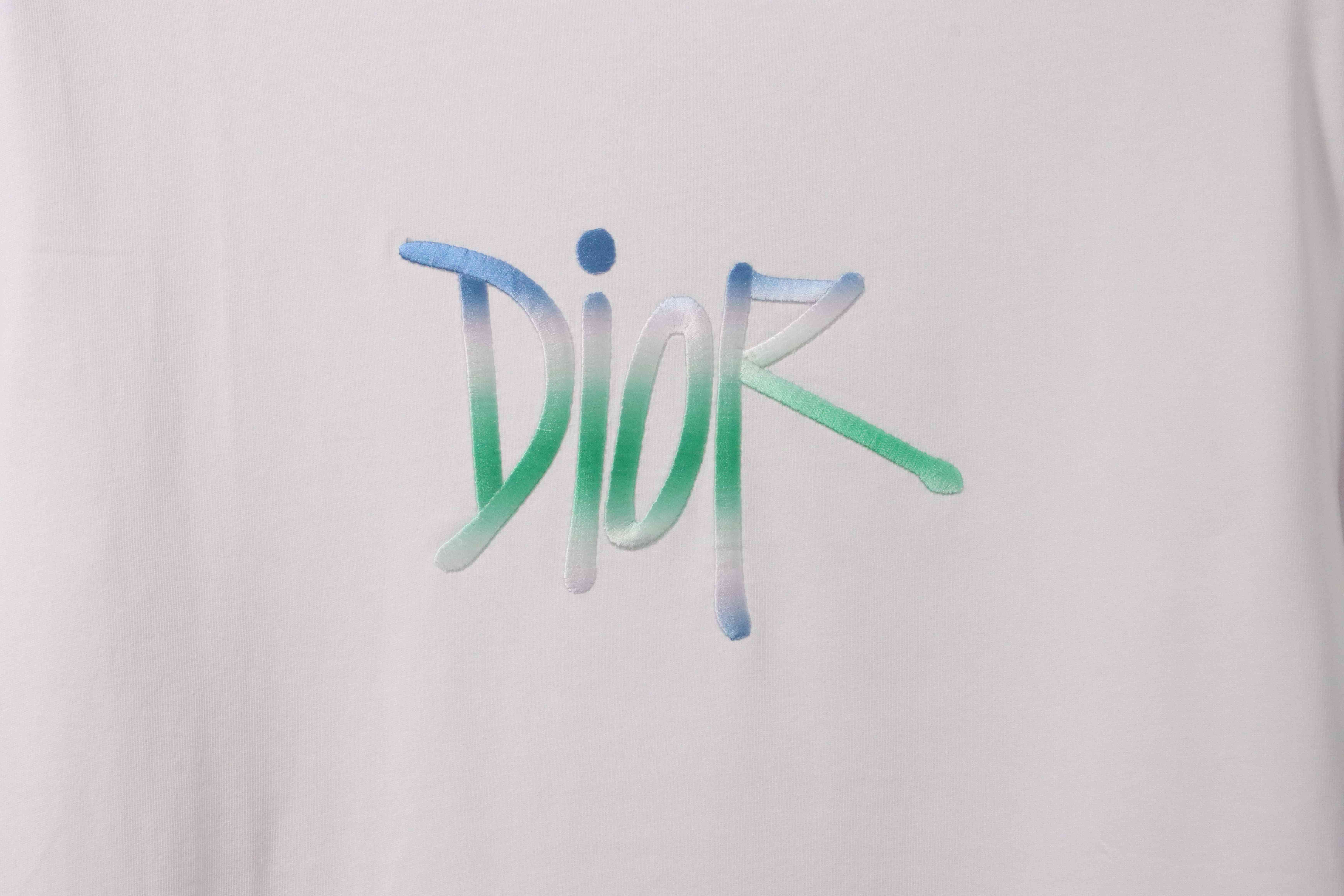 Dior Gradient Embroidered Short Sleeve White
