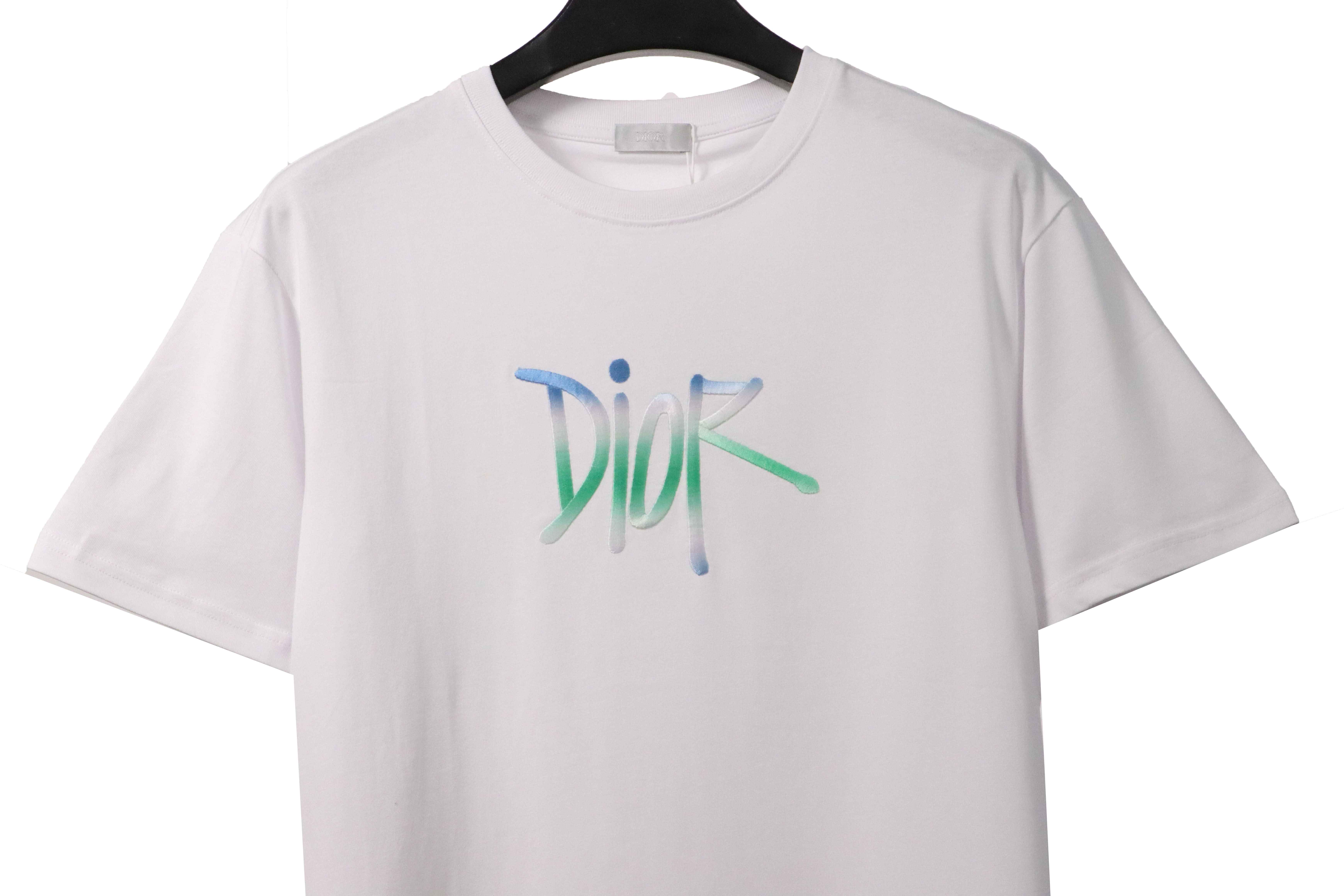 Dior Gradient Embroidered Short Sleeve White